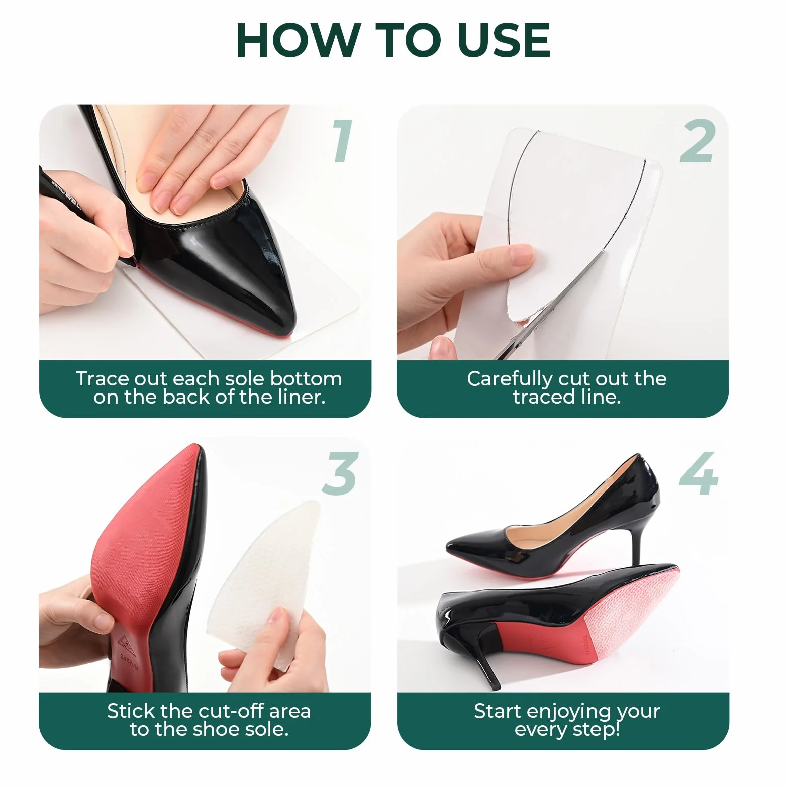 Cuscinetti antiscivolo autoadesive per scarpe Welnove 6 Pcs in silicone