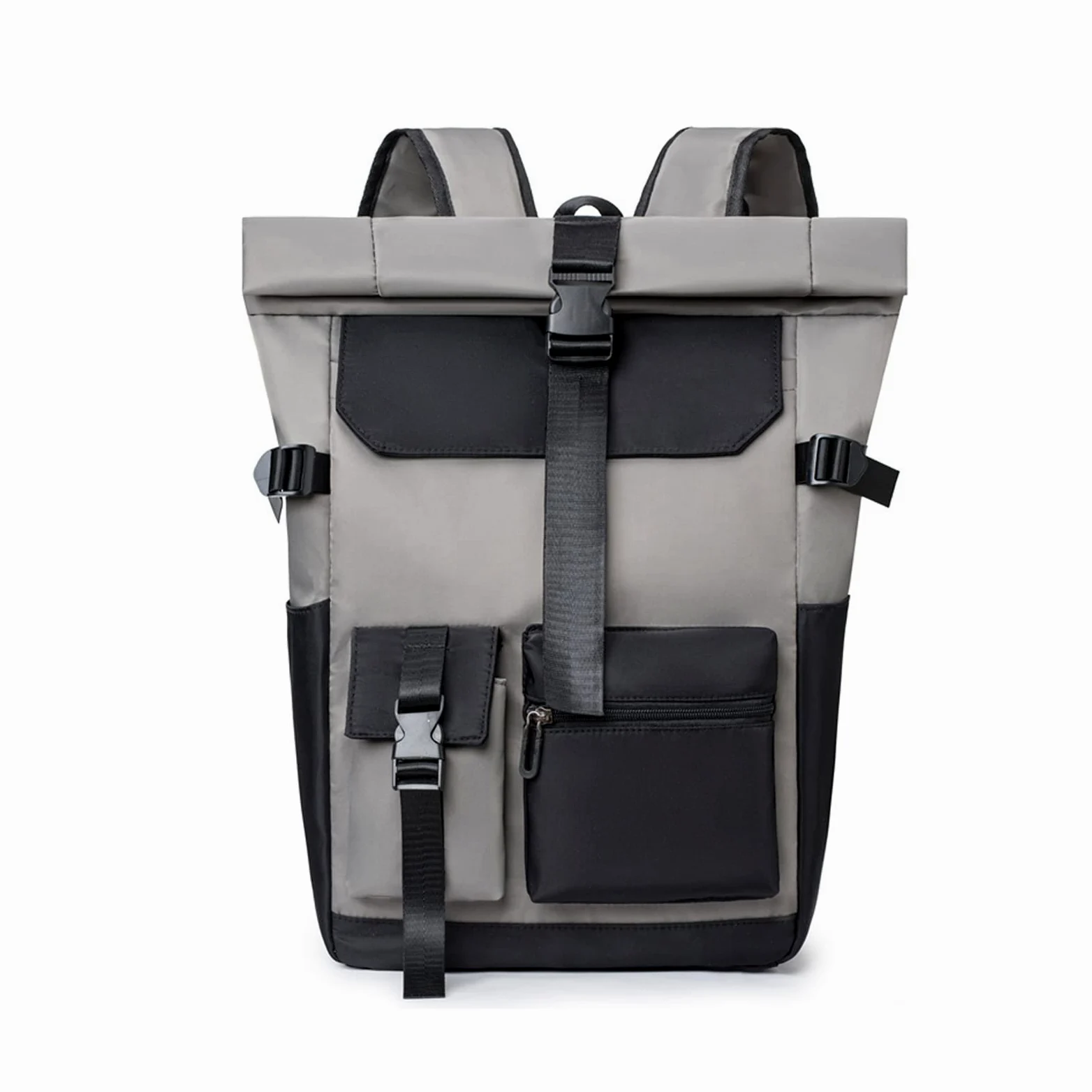 FANDARE Retrò Zaino Rolltop Ultraleggero Porta PC 15.6 Pollici, Zainetto per Scuola Università Viaggio Lavoro, da Uomo Donna - Grigio Scuro