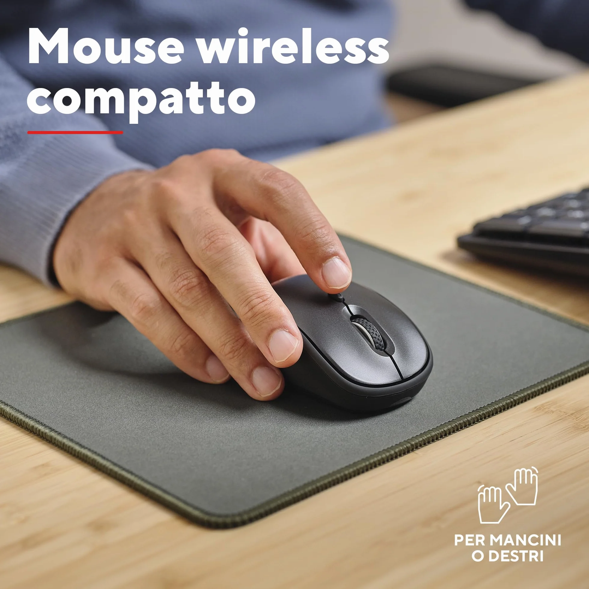 Trust Ymo II Set Tastiera e Mouse Wireless Silenziosi Italiano QWERTY, Tasti a Profilo Ribassato, Resistente agli Sversamenti, Unico Ricevitore USB, Nero