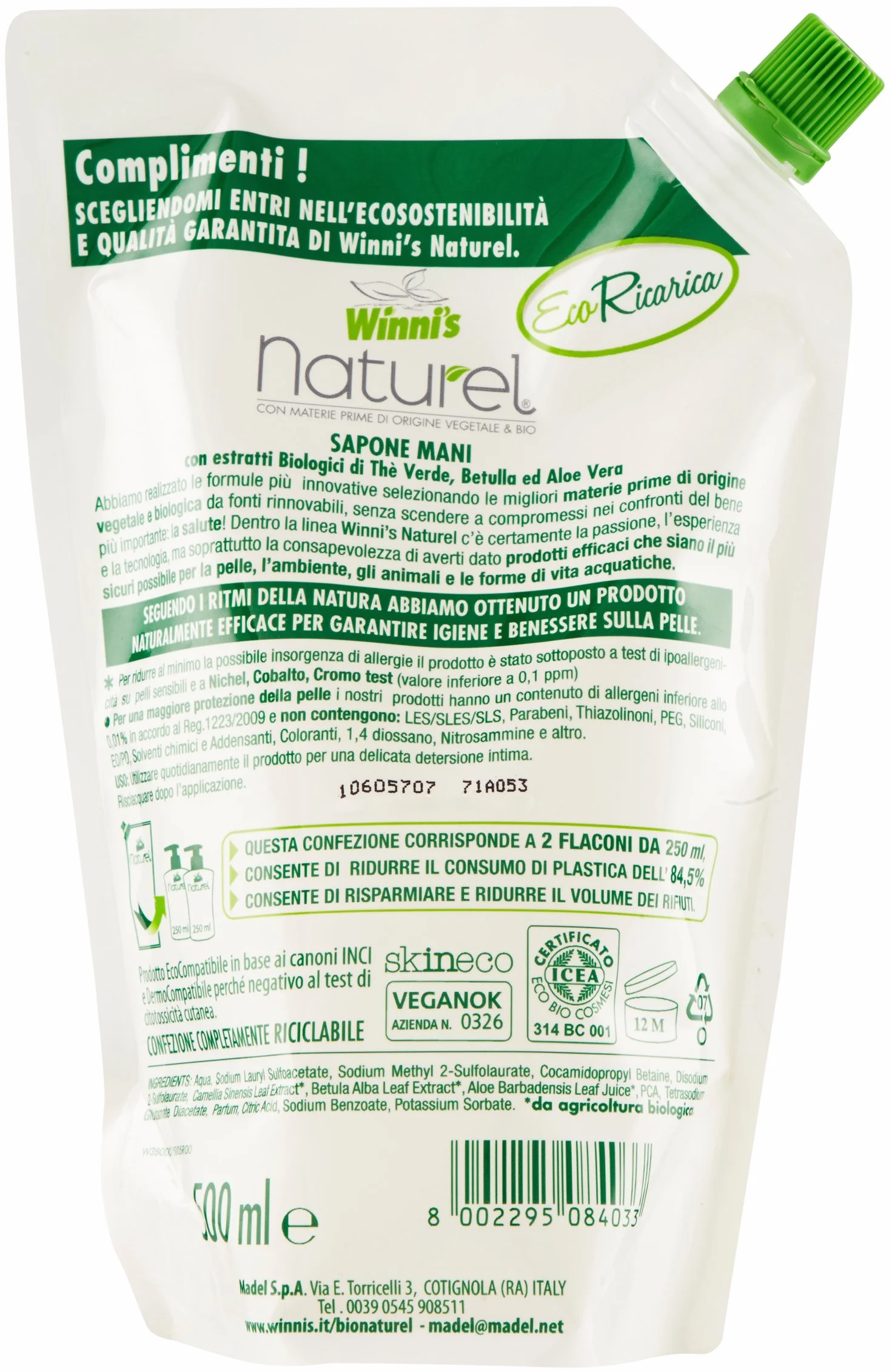 Winni's Naturel Detergente Intimo Ipoallergenico Ecoformato 500 ml