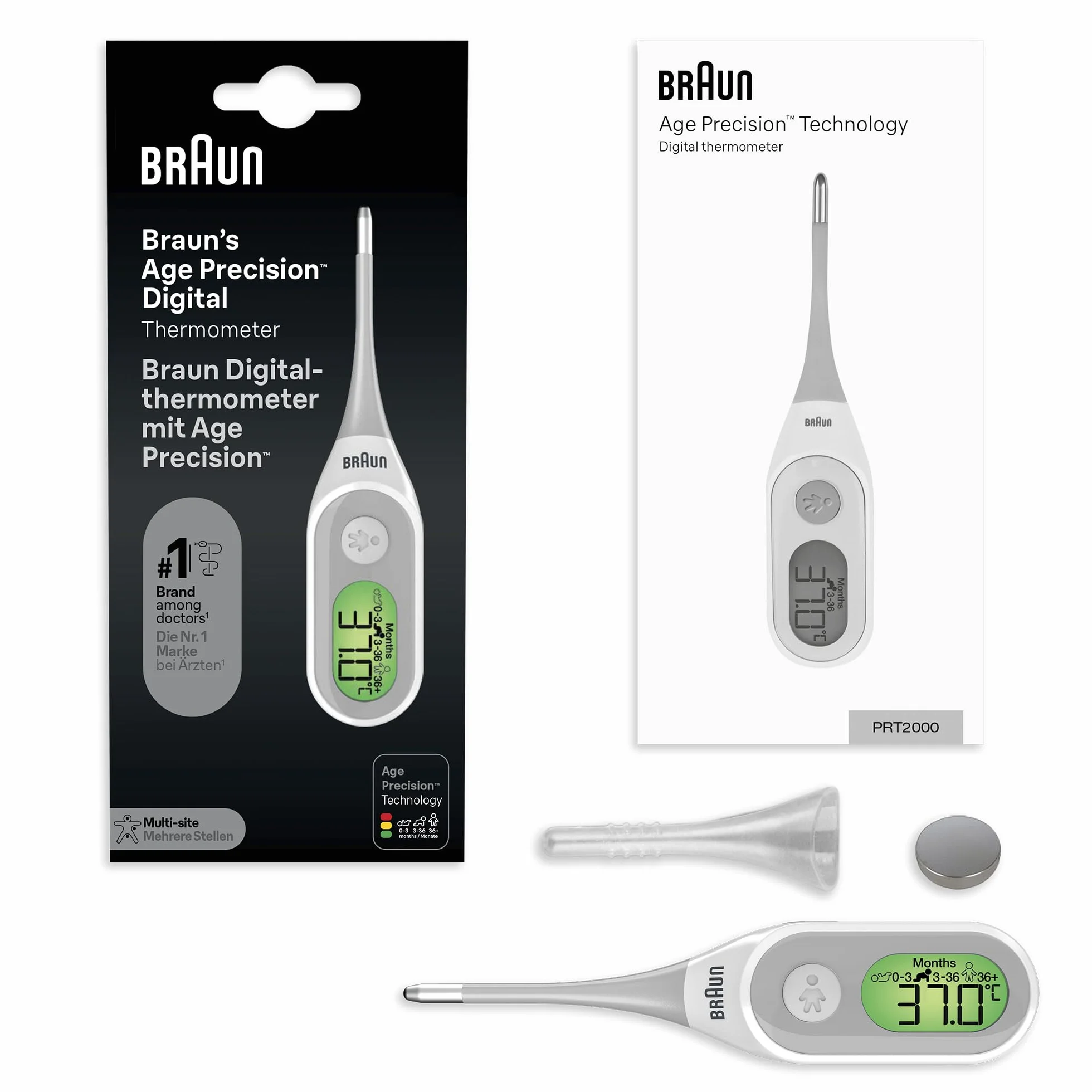 Braun PRT2000 Age Precision Termometro Digitale Orale Rettale Ascellare Neonati Bambini