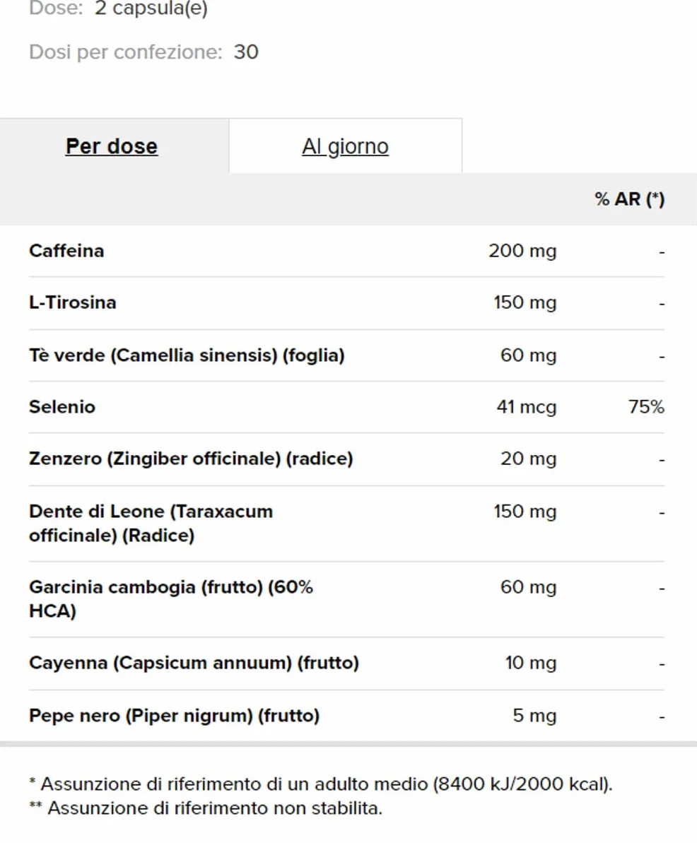 Prozis Xcess Ultra 60 capsule Bruciagrassi naturale termogenico