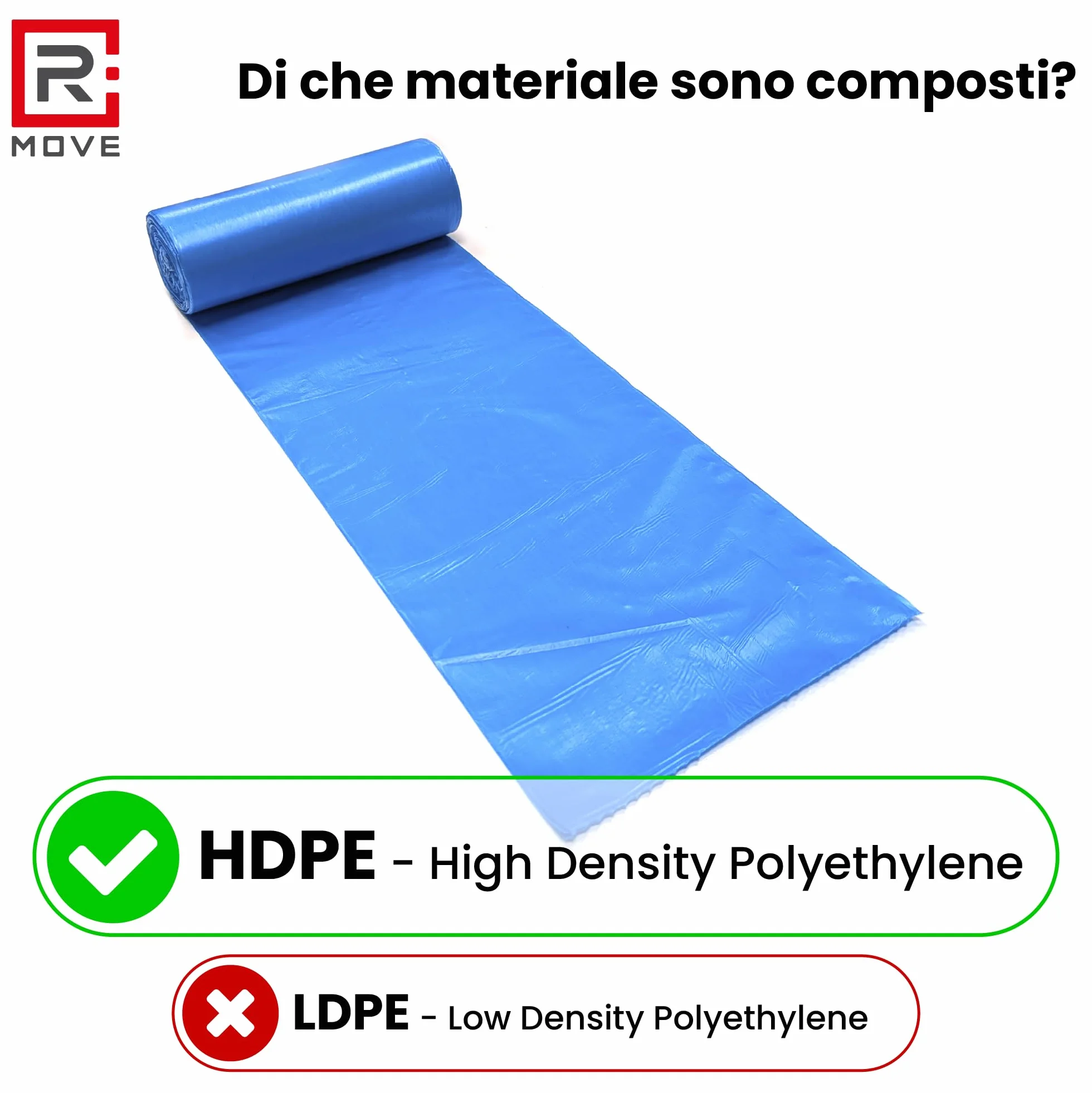 R MOVE 120 sacchetti spazzatura 50x60 cm 35 litri 6 rotoli