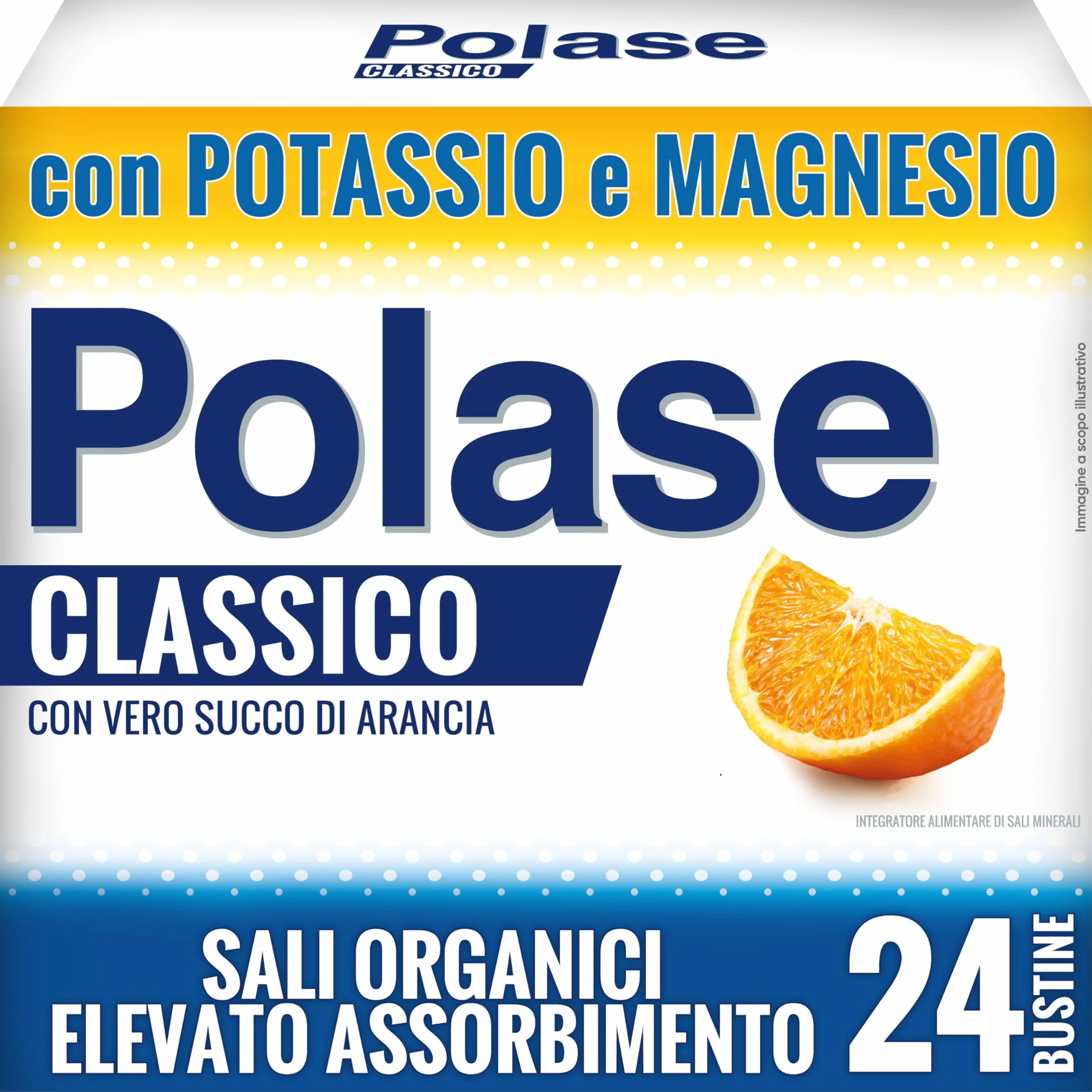 Polase Classico Magnesio e Potassio Integratore Alimentare Gusto Arancia 24 Bustine