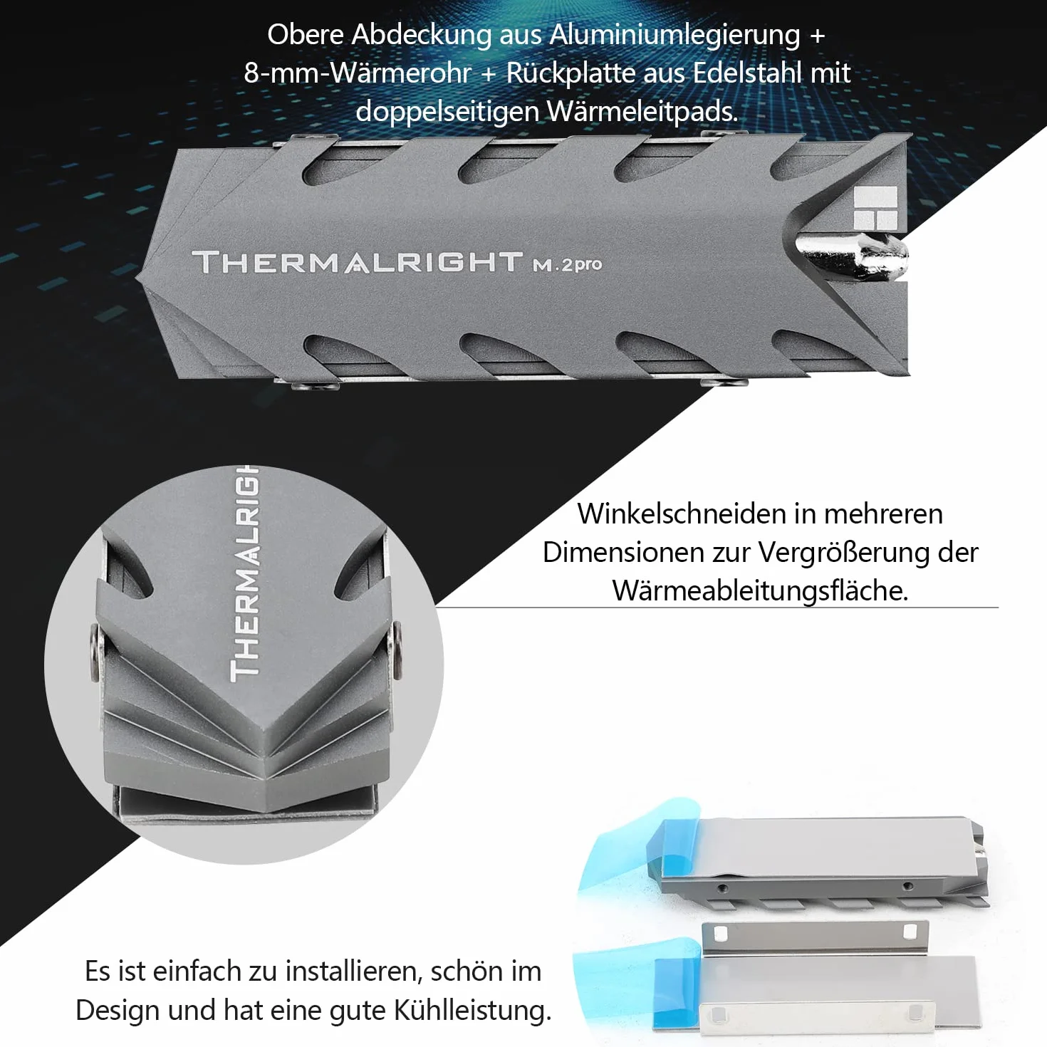 Thermalright TR M.2 2280 Pro SSD Heatsink, 8 mm Heatpipe, High Performance Double Side Thermal Pad,2280 SSD Cooler