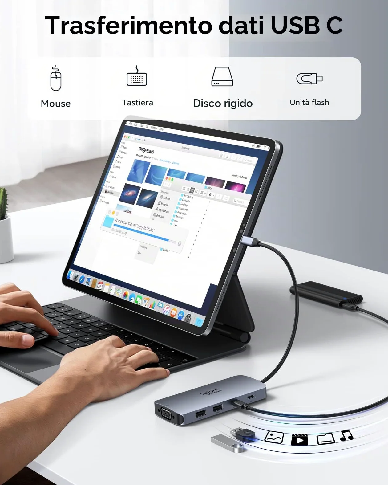 Docking station USB C 2 HDMI DP VGA 8 in 1 Adattatore Hub Multi Monitor per Laptop con Doppio 4K HDMI DP VGA PD100W USB 2.0 USB C Dati per Dell Lenovo Yoga Thinkpad Huawei