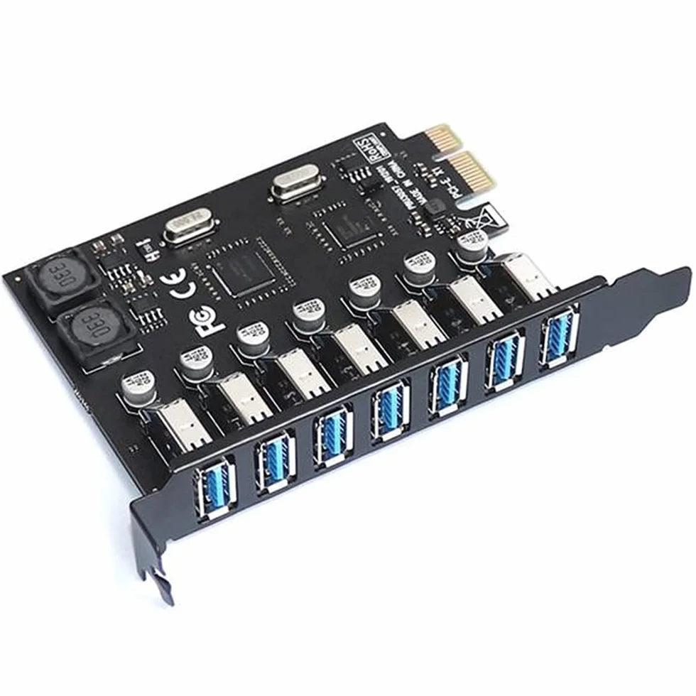 Adattatore PCI Express USB 3.0 PCI e un 7 Porte Scheda Adattatore di Espansione USB 3 Convertitore Controller USB3 PCIe PCI-E X1 (VIA)