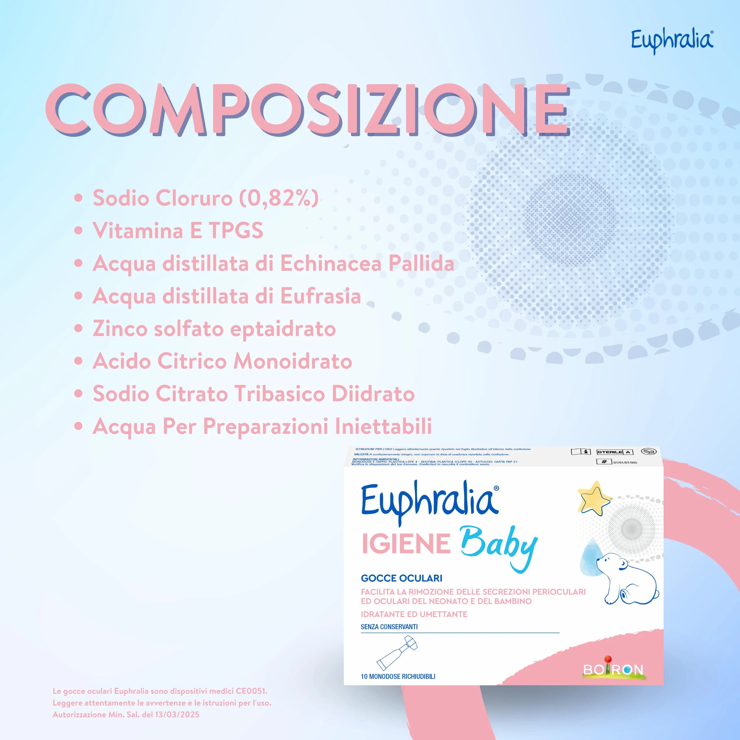 Euphralia Igiene Baby Gocce Oculari Pulizia Occhi Neonato Bambino Detergente Decongestionante Acque Distillate Eufrasia Echinacea 2 Confezioni da 10 Monodose 2x10