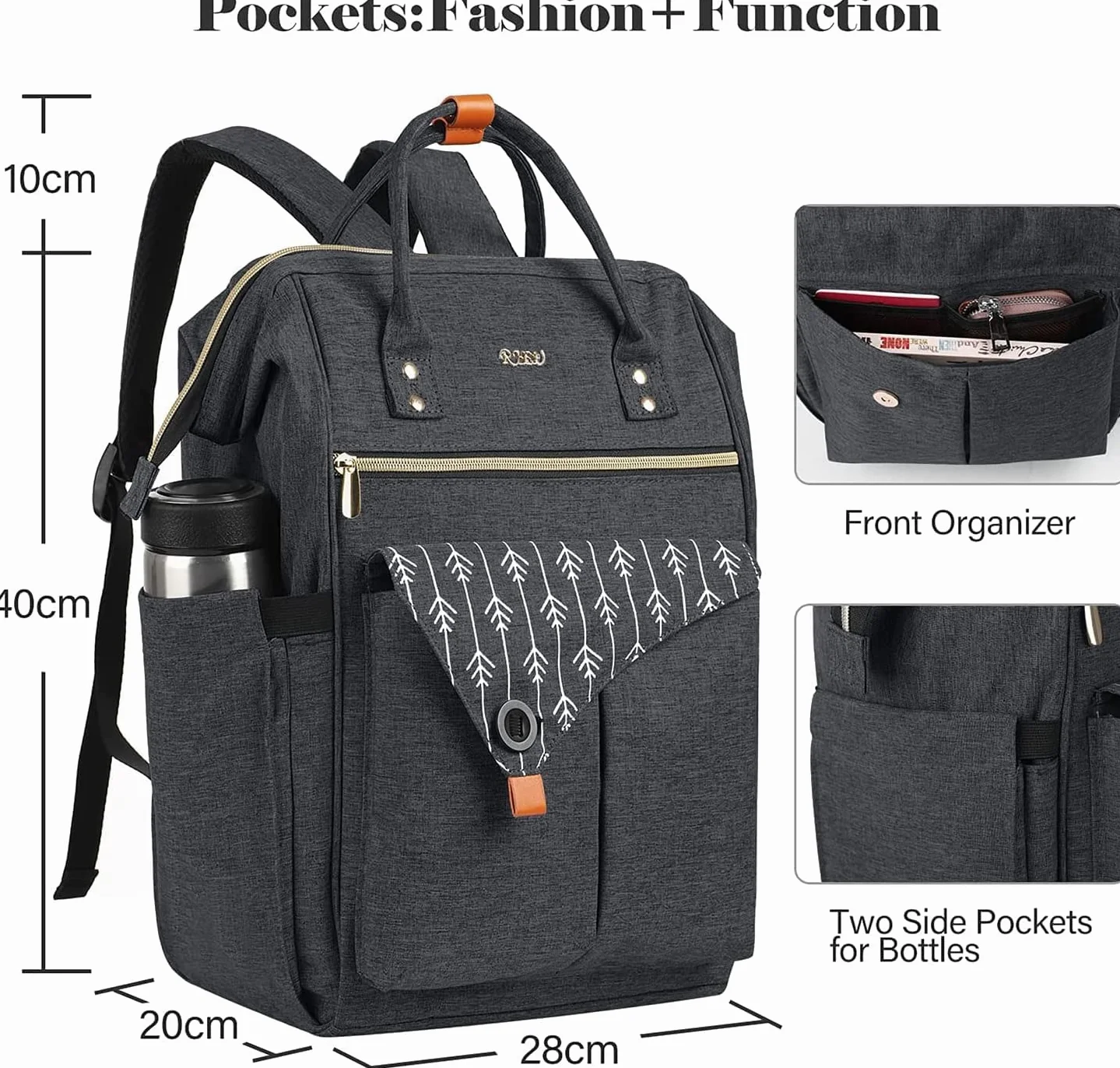 Zaino da donna, per laptop, zaino per la scuola, per ragazze, con porta di ricarica USB