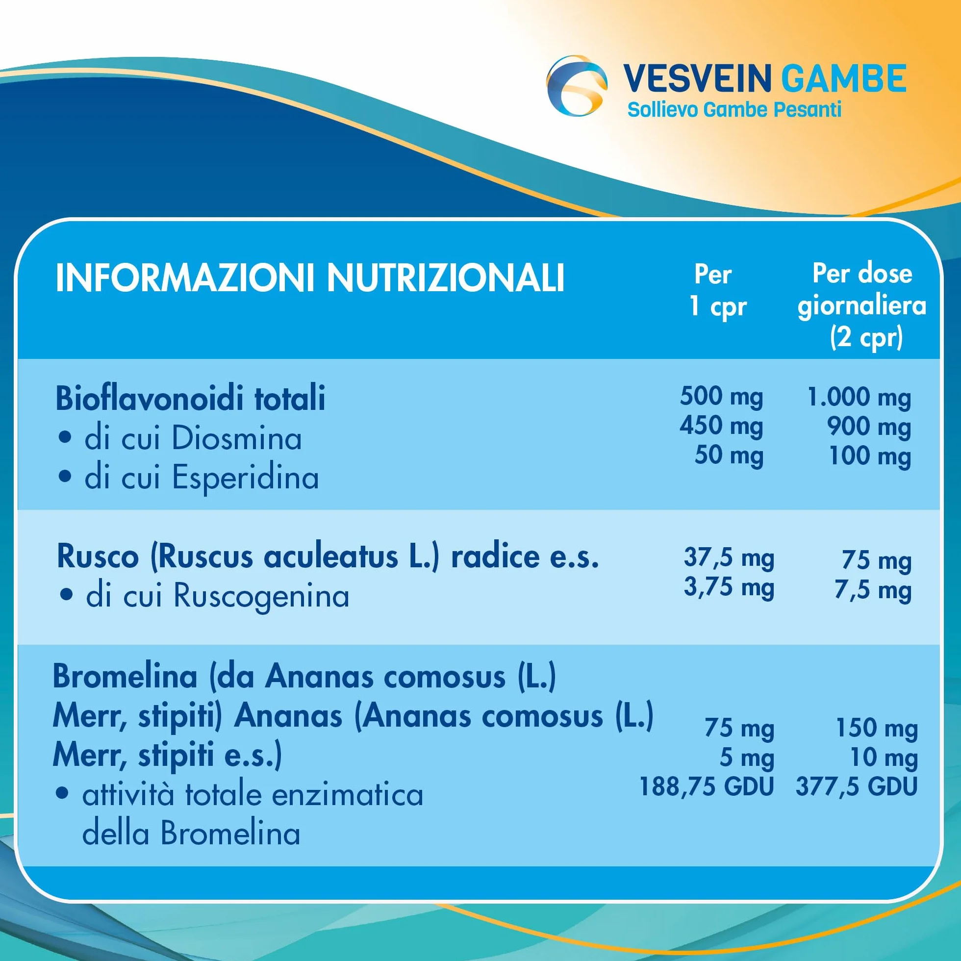 Diosmina Esperidina Bromelina integratore gambe pesanti 60 compresse
