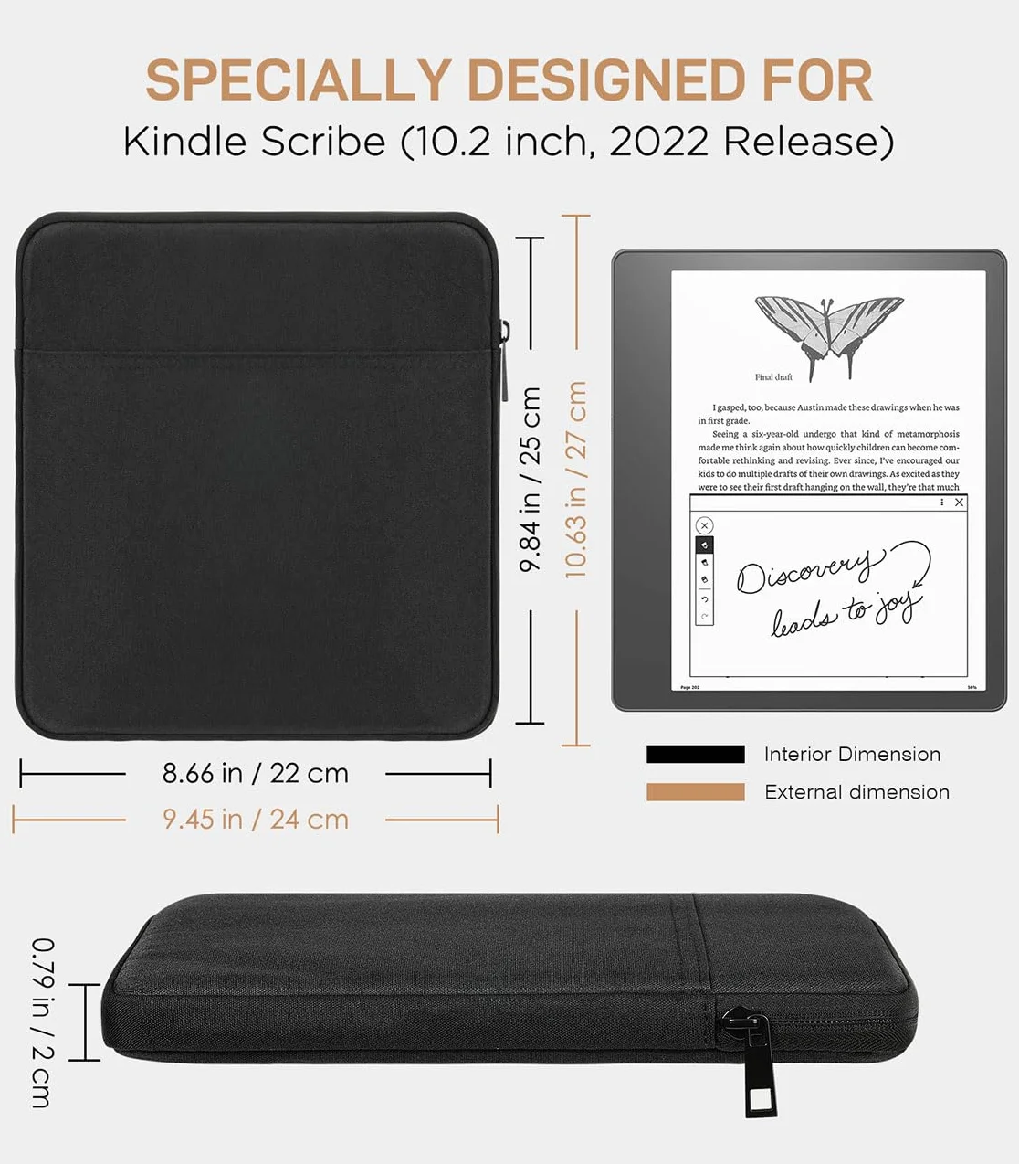 MoKo Custodia Tablet Kindle Scribe 10.2 inch 2022 Poliestere Nero