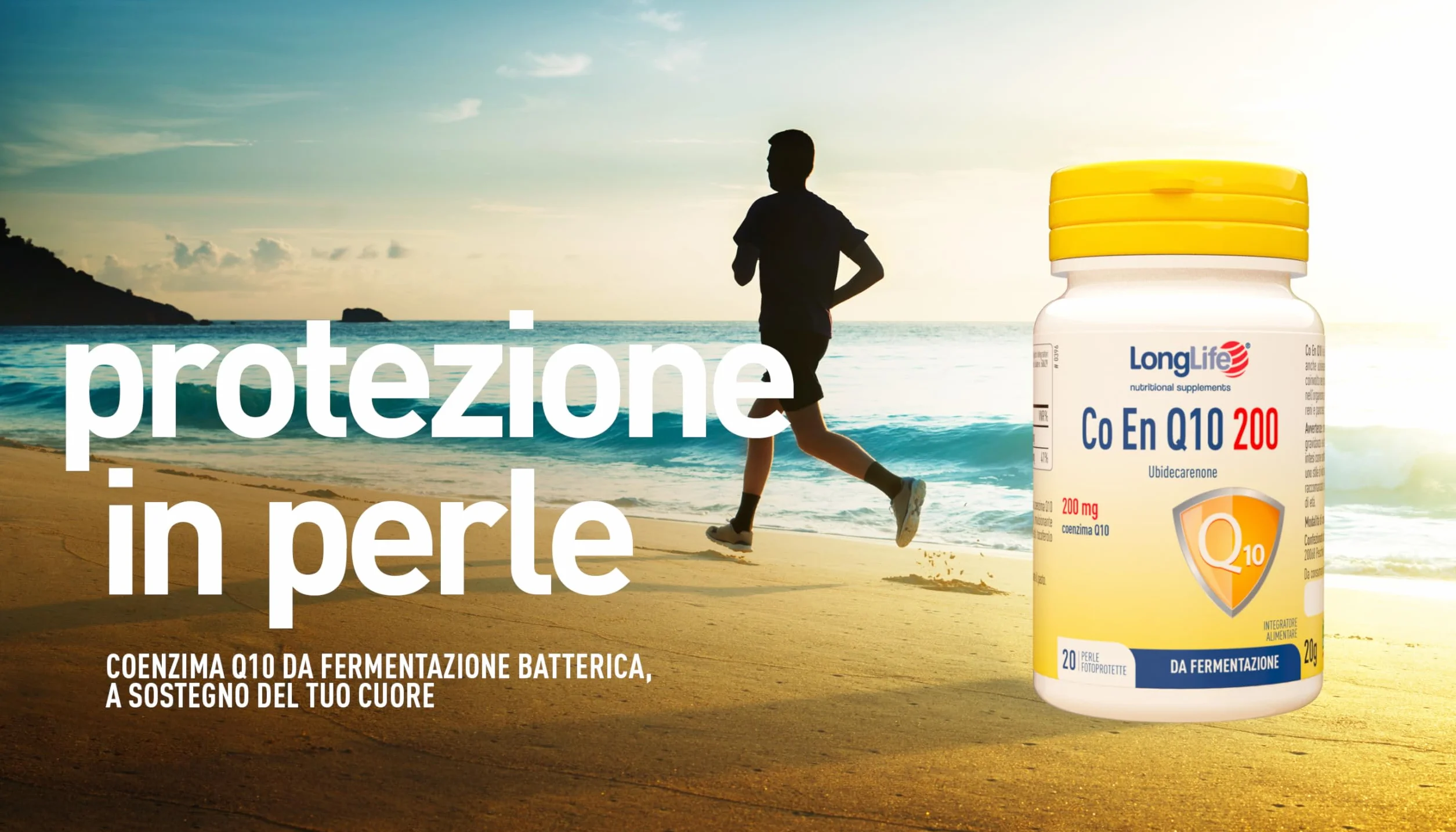 LongLife® CO EN Q10 200 | Coenzima Q10 | Ubidecarenone puro | Alto dosaggio con vitamina E | 20 perle fotoprotette