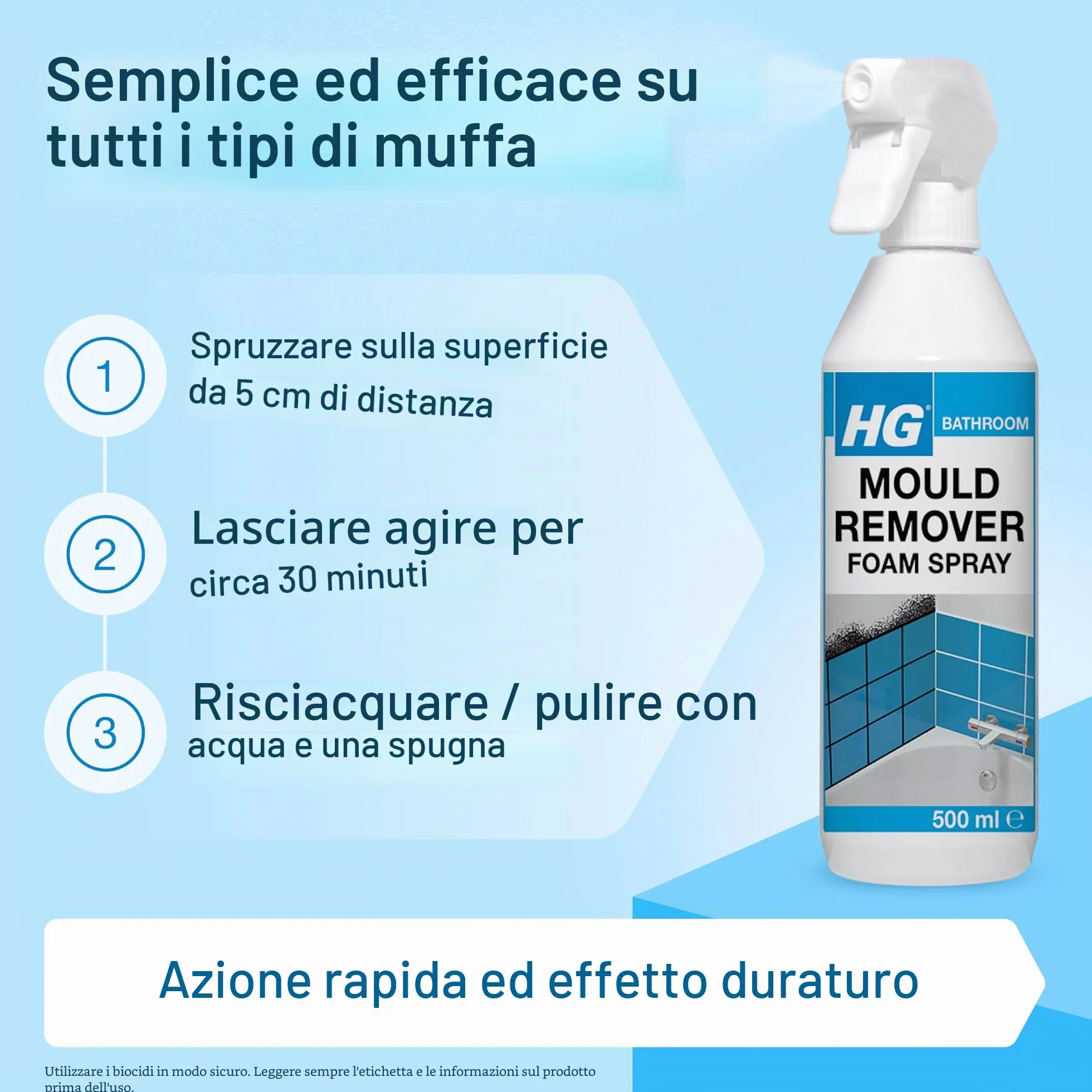 HG Schiuma spray per la rimozione della muffa, 500 ml