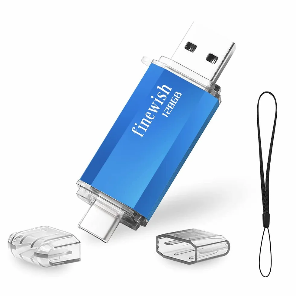 Chiavetta USB Type C 128 GB 2 in 1 OTG Pen Drive per PC MacBook Tablet Smartphone Huawei Samsung Xiaomi Blu