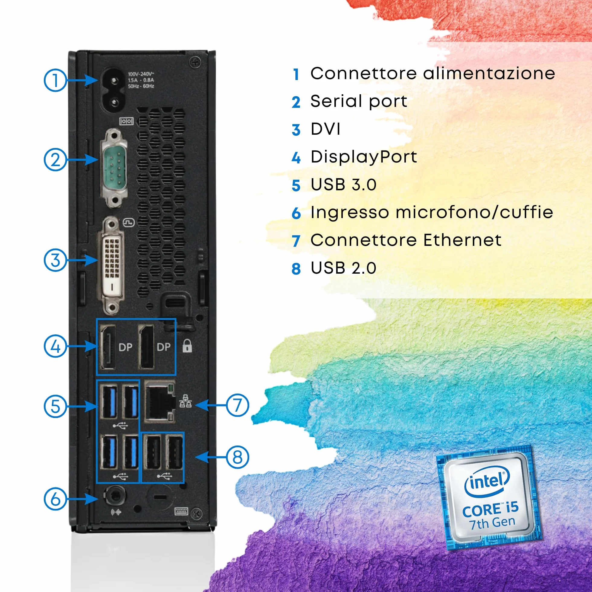 Fujitsu Esprimo Mini PC Desktop Intel i5-7500T 8GB DDR4 SSD 256GB DVI DP Win Ricondizionato