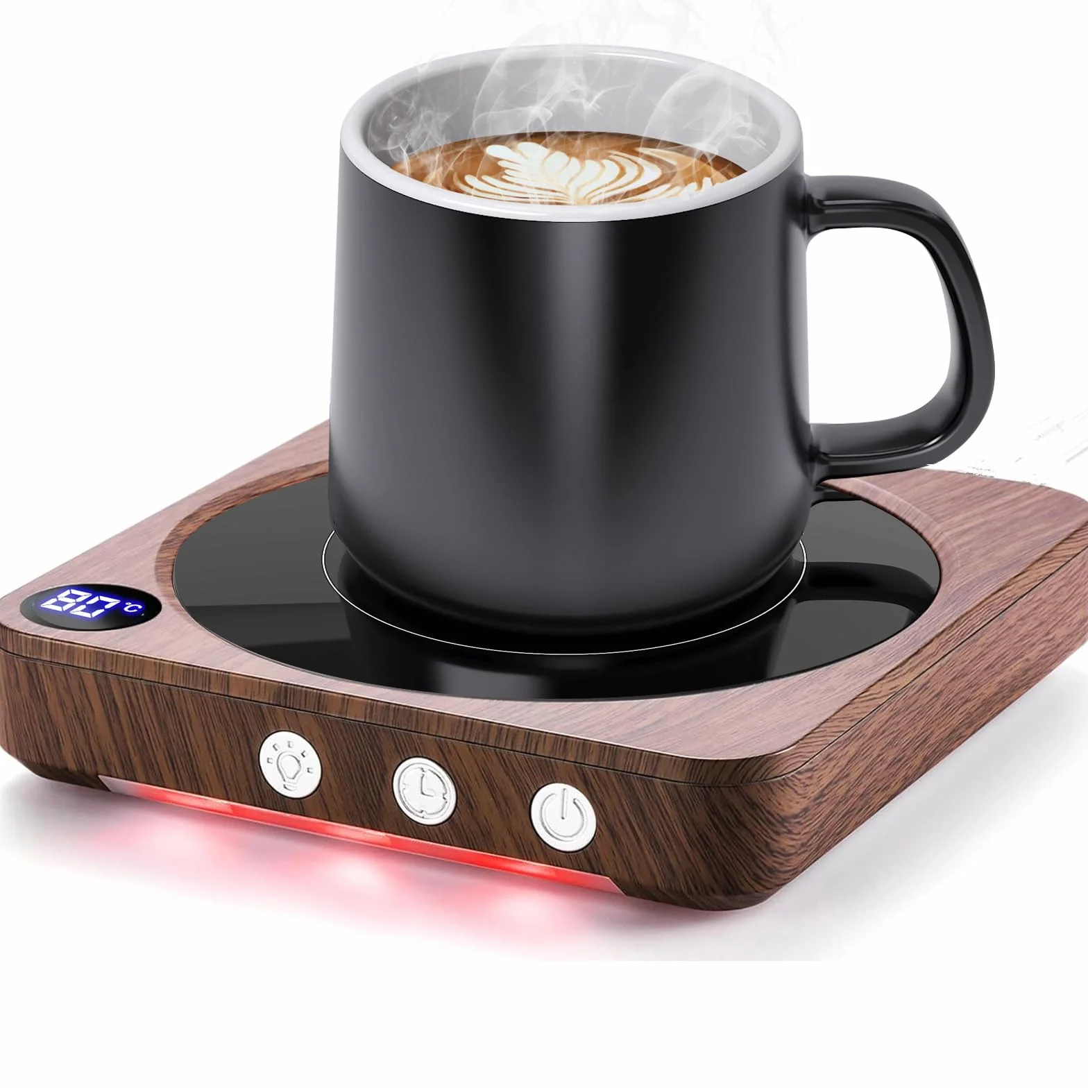 MQFORU Scaldatazze, Scalda Caffè da Tavolo con Display Della Temperatura, Spegnimento Automatico 2-12H, Scalda Candele Intelligente, Scalda Bevande con il Miglior Sapore di Caffè