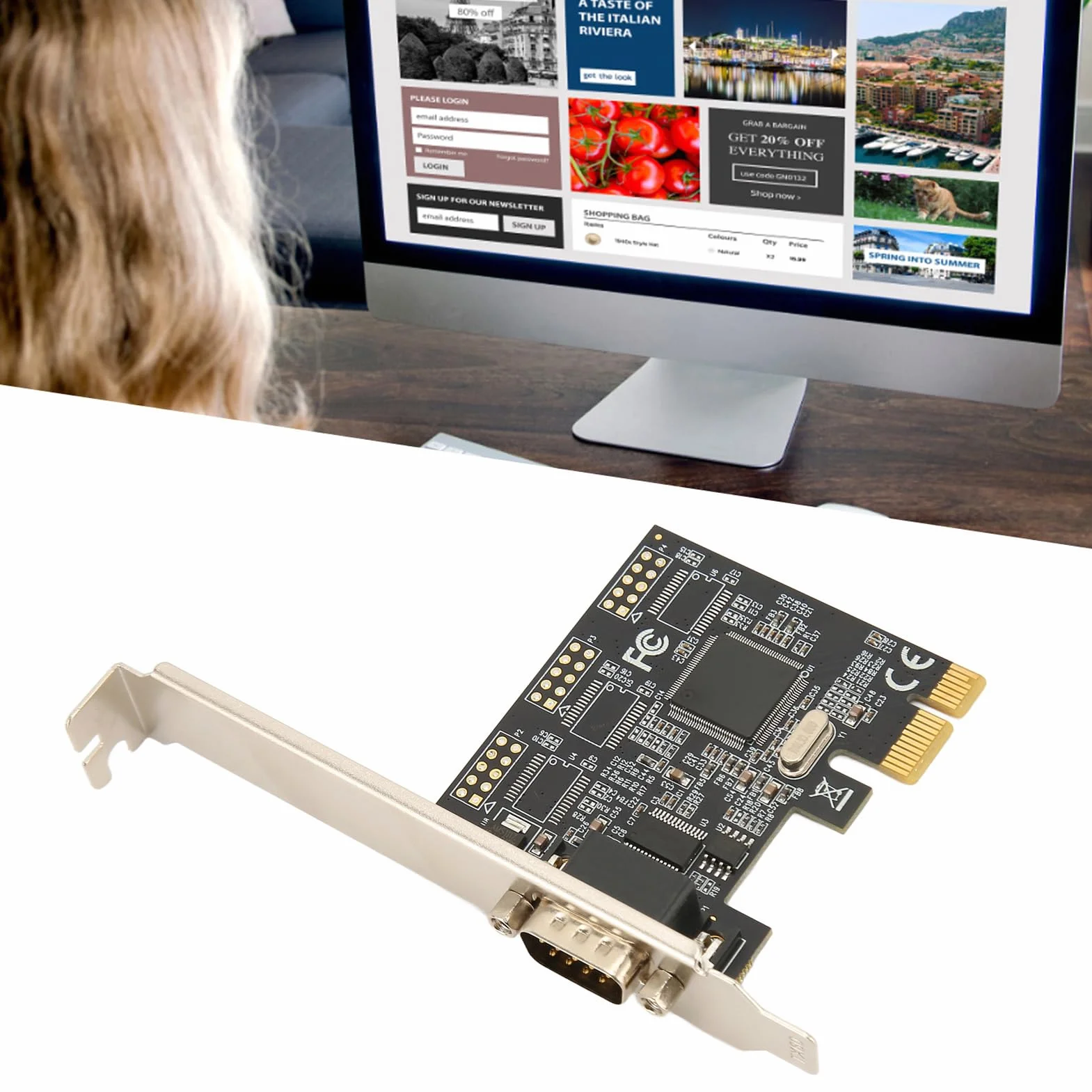 Scheda Adattatore Seriale PCI Express RS232 a 1 Porta, Scheda Controller Host Seriale PCIe RS232, Scheda Adattatore Seriale PCIe X1 a RS232 per DOS Linux