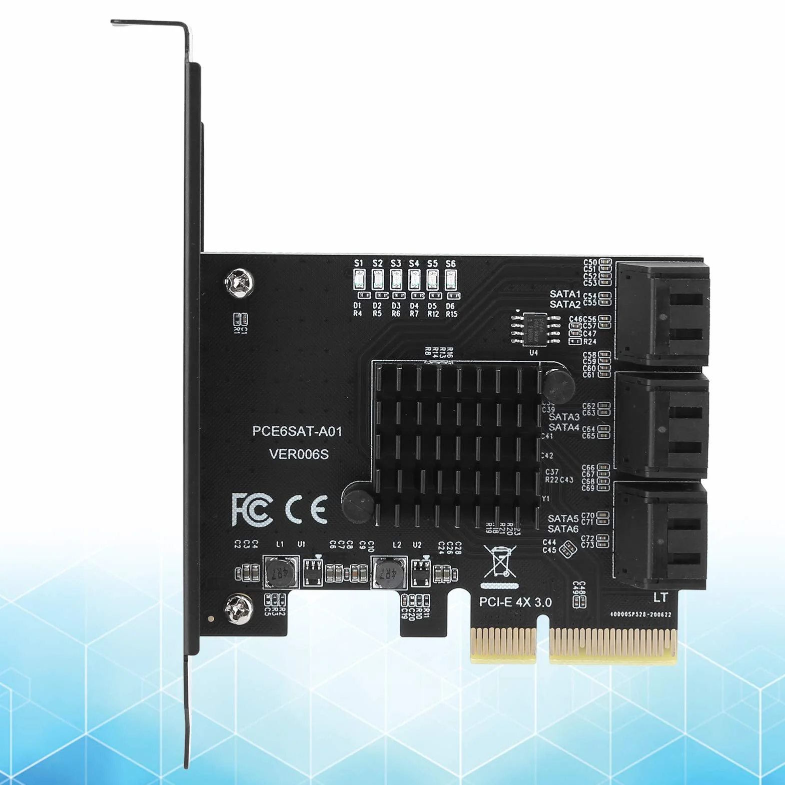 Tbest Asm1166 6 Porte, Scheda di Espansione Pcie Sata, Componenti Interni, Scheda di Espansione Pcie a 6 Porte Sata3.0 Disco Rigido 6G Pcie3.0 Gen3 4X Adattatore Hub Interfaccia