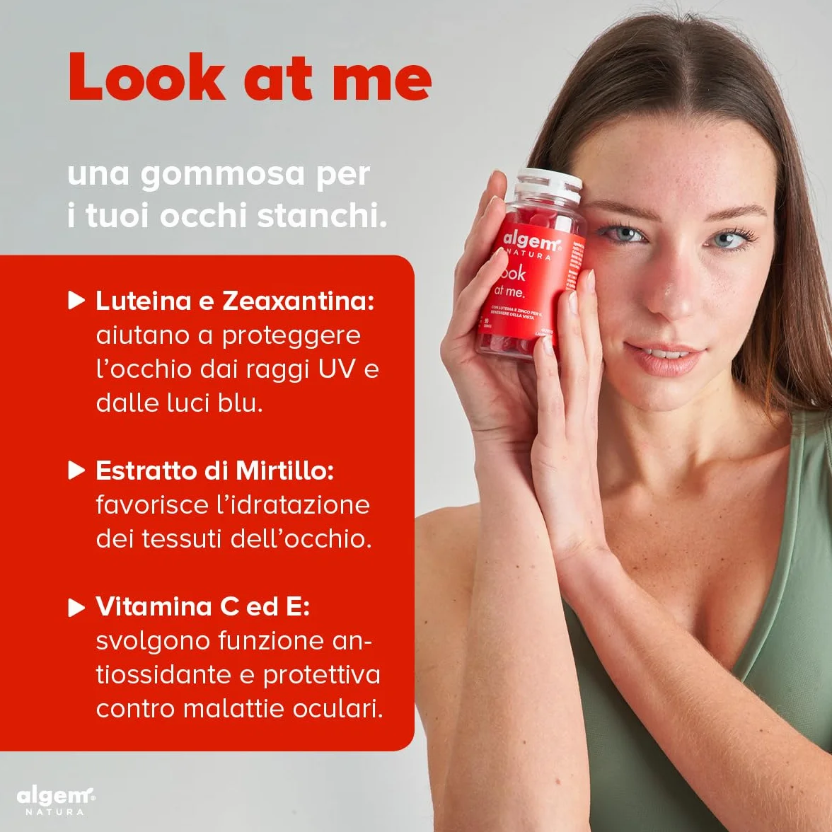 Algem Natura Luteina e Zeaxantina Integratore Occhi Vista 90 Gommose Mirtillo Nero Vitamina C E Zinco