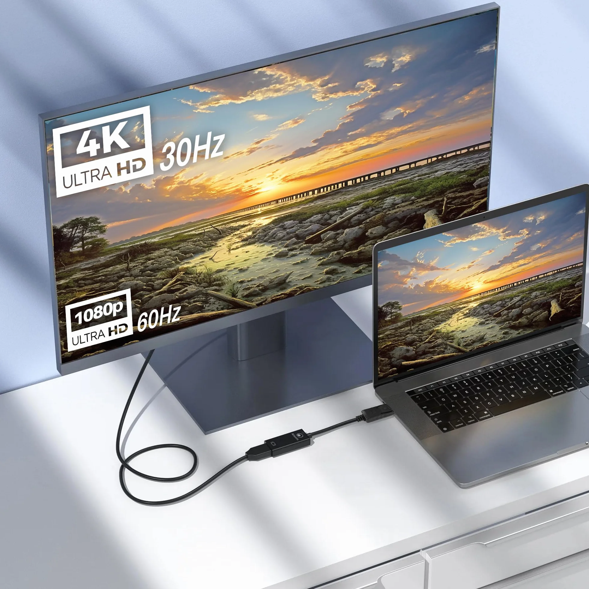 Skintek SK-04-DPH adattatore Display Port (DP) a HDMI, 4K 1080p 60 Hz, maschio-femmina per connettere PC/Notebook/MAC con uscita Display Port a Monitor,Projettore con ingresso HDMI. Cavo 18 cm.