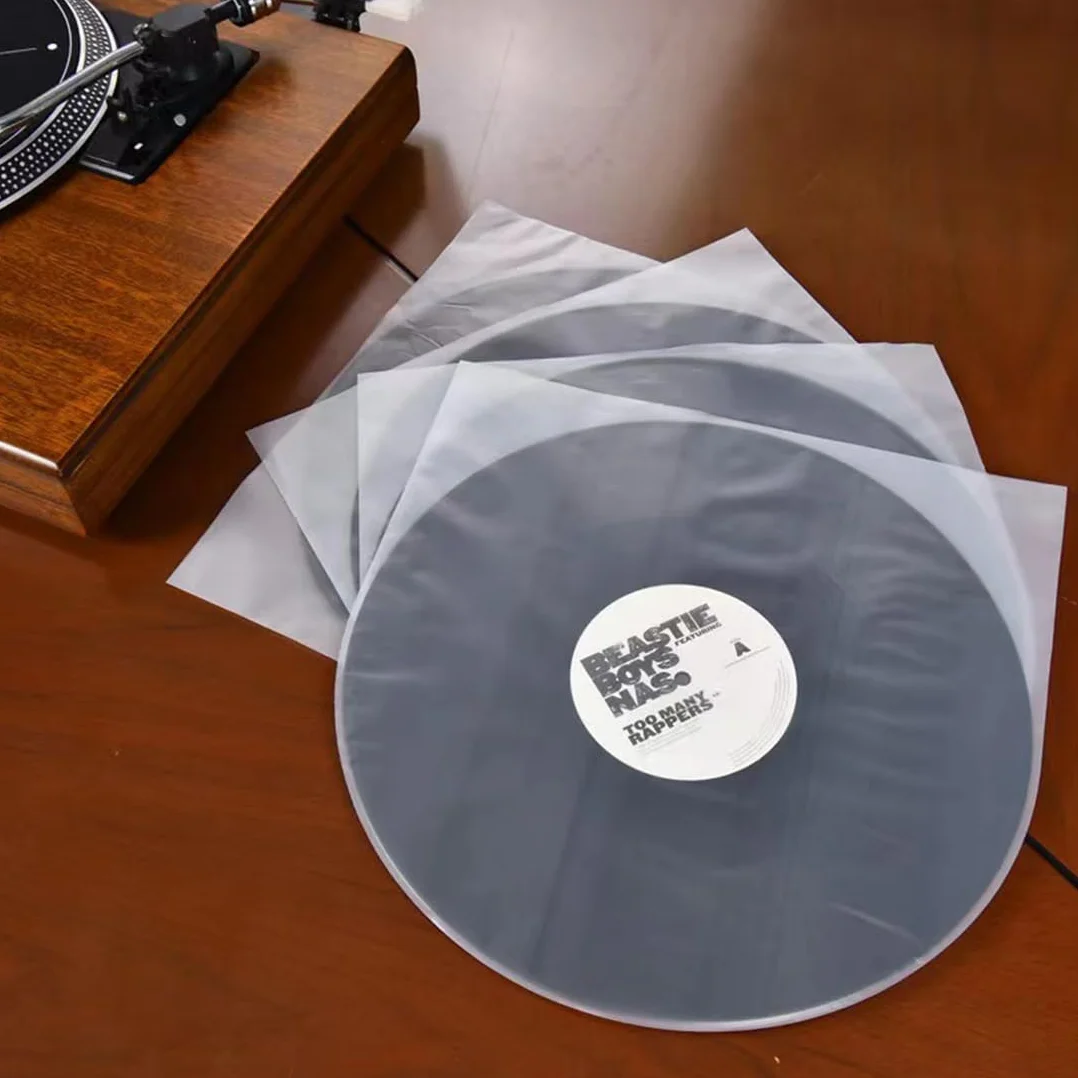 100 Pezzi Buste Vinili 33 Giri, Protezione Antistatica per Dischi Vinile, Vinyl Sleeves Trasparenti, Custodie Plastiche per Vinili da 12 Pollici