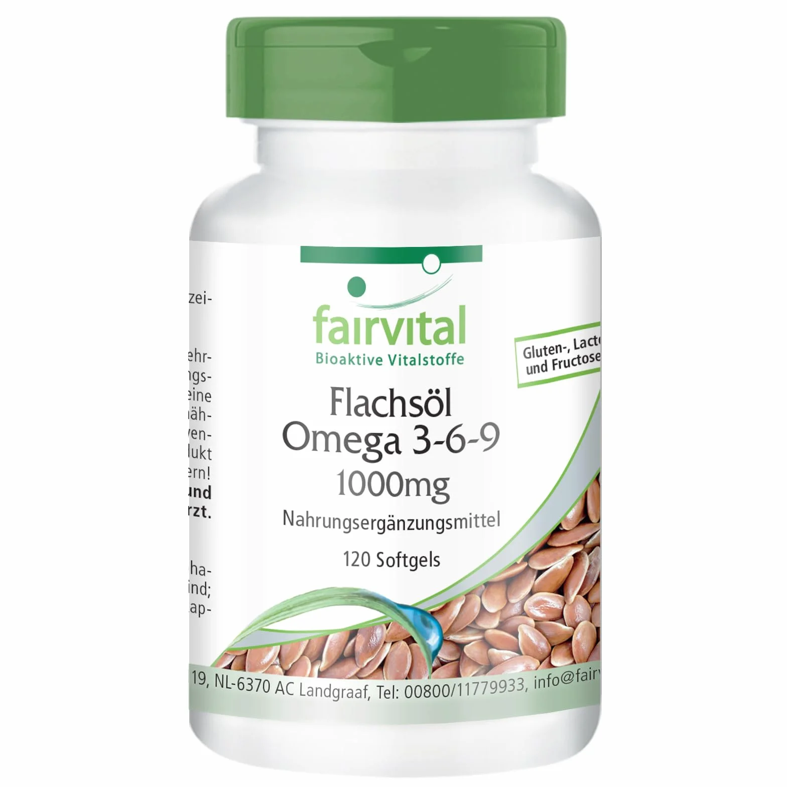 Fairvital Omega-3-6-9 Capsule, 2000 mg di Olio di Semi di Lino, 120 Softgel