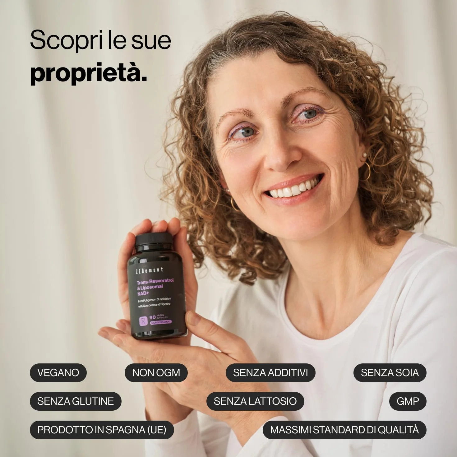 Trans-Resveratrolo & NAD+ Liposomiale con Quercetina e Piperina 580 mg 90 Capsule Anti-Invecchiamento Zenement