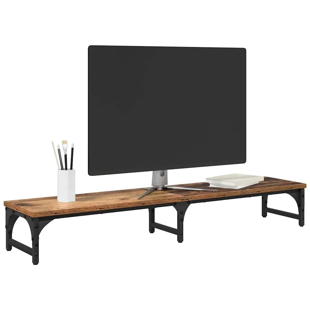 Supporto per monitor in legno anticato, 105 x 23 x 15,5 cm, in legno | Superficie opaca, altezza visiva ergonomica, supporto stabile, facile da pulire, per ufficio domestico