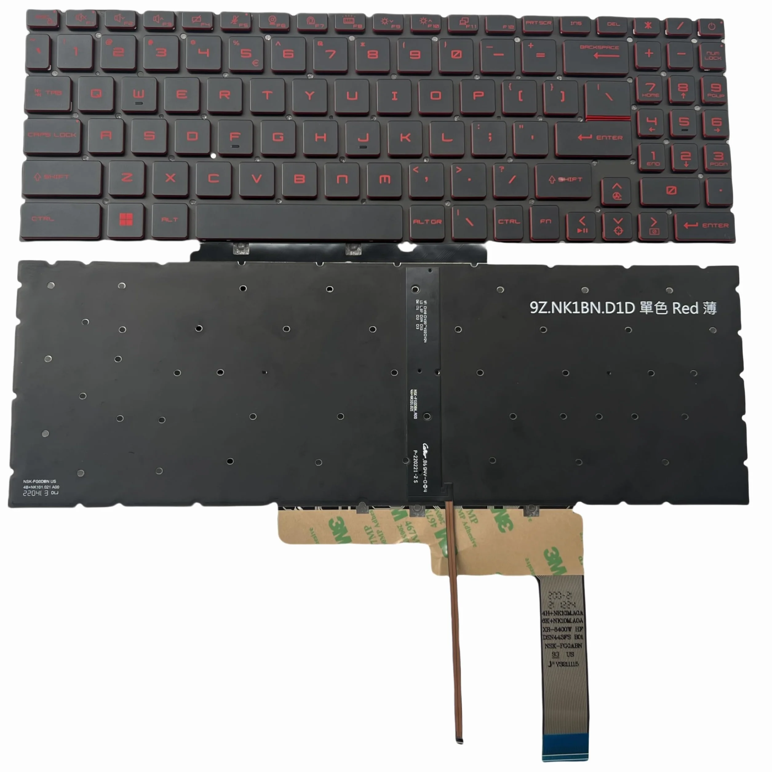 Tastiera di ricambio per laptop serie MSI Katana GF66 GF76 Pulse GL66 GL76 MS-1582 MS-1583 MS-17L1 MS-17H3 con tastiera retroilluminata con lettere rosse layout USA