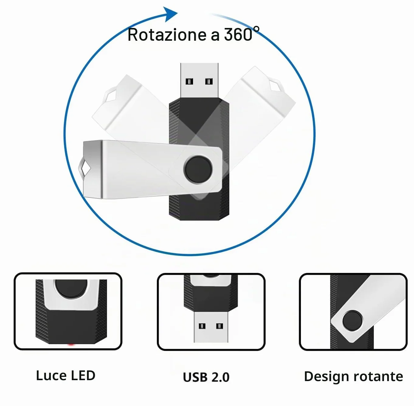 Chiavetta USB 2.0 8GB 10 Pezzi Pen Drive Flash Memoria Archiviazione Backup Colori Misti