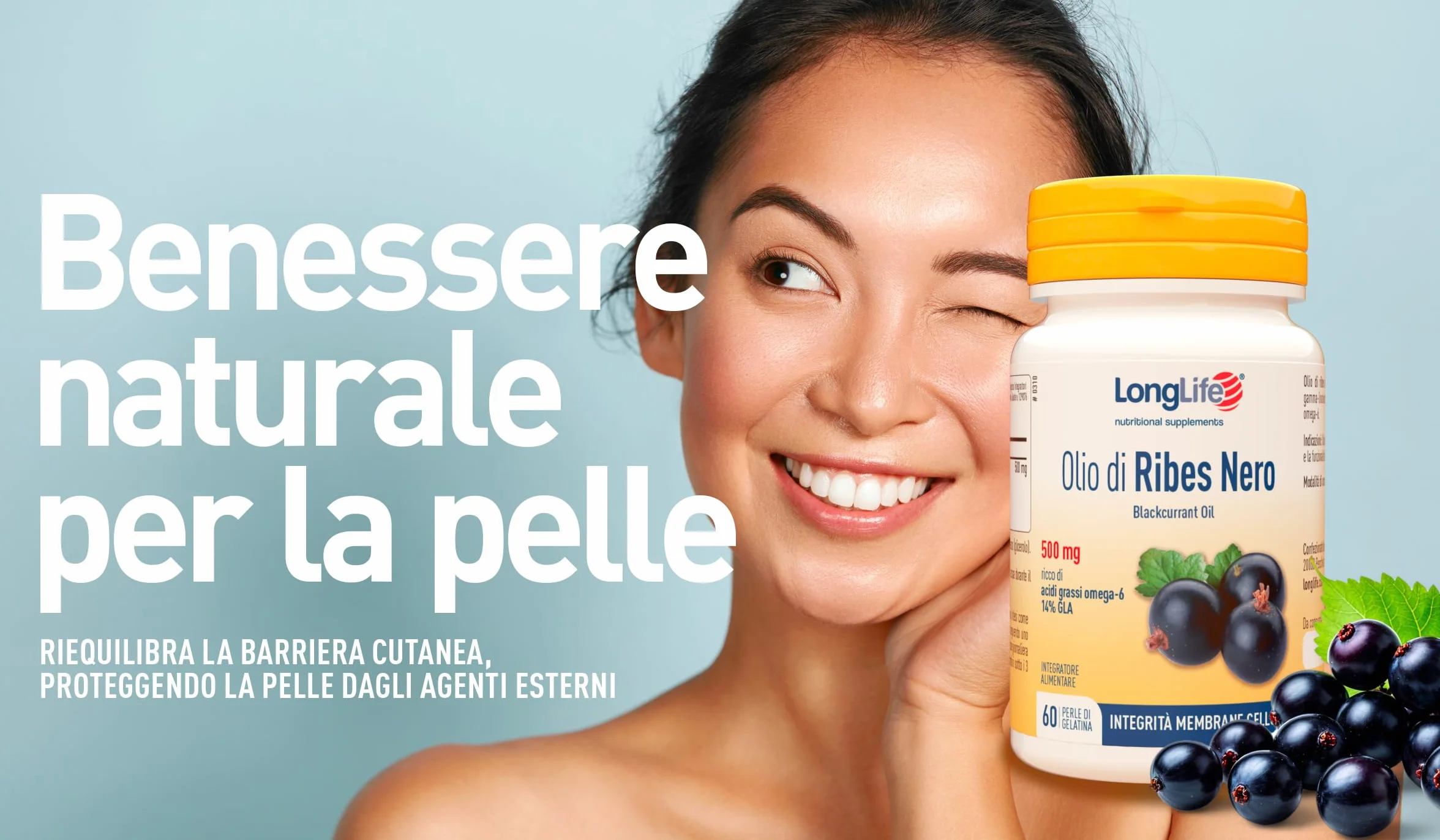 LongLife Olio di Ribes Nero Integratore ricco di omega-6 14% GLA 2 mesi Senza glutine