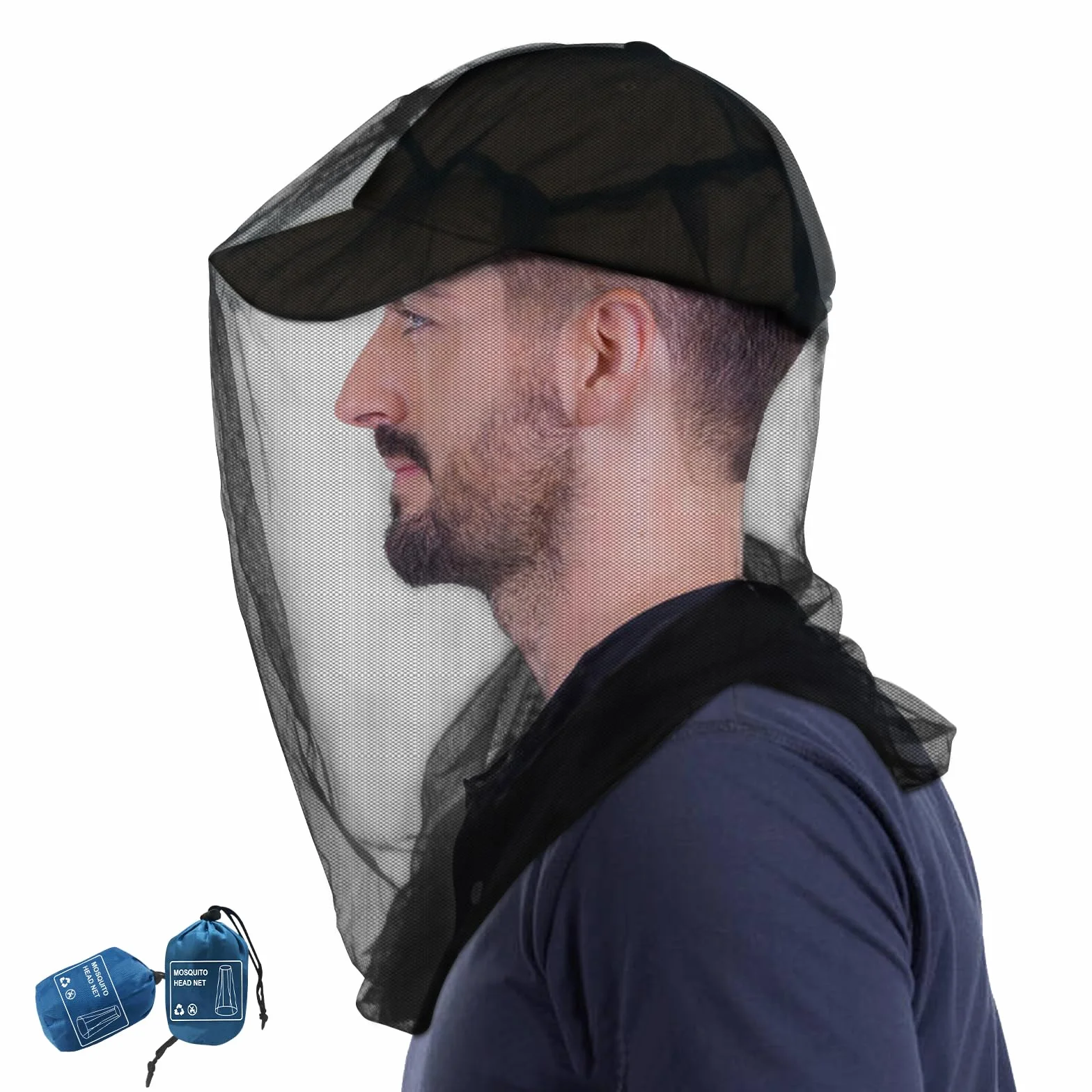 Cappello con zanzariera Confezione da 2 pezzi Protezione da mosche e insetti Ultra grande e lunga fori extra fini Head net