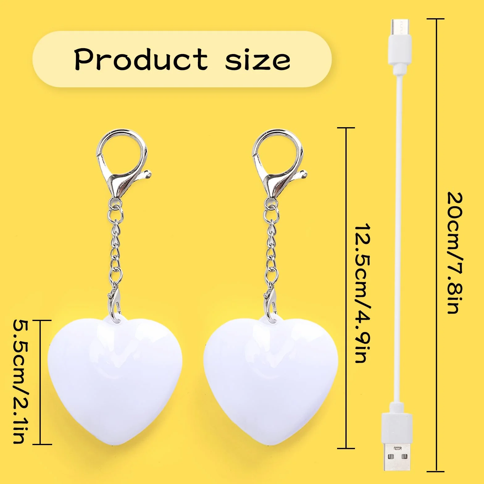 TNSLAND 2 Pezzi Luce per Borsa LED a Forma di Cuore, Mini Lampada Touch Ricaricabile USB, Luce Interna Borsa per Trovare Chiavi, Accessorio Portatile Donna, Luces per Viaggio, Regalo Donna Amica Mamma