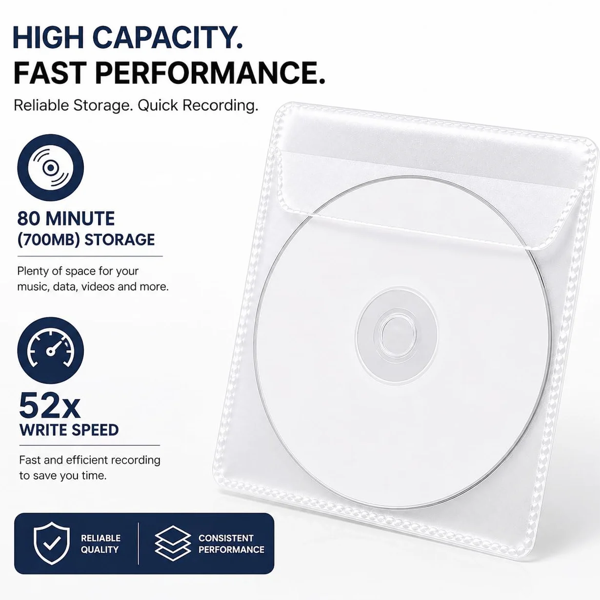 Dragon Trading - 10 dischi CD-R stampabili a getto d'inchiostro, 700 MB, 80 minuti, 52 x vuoti, con superficie stampabile su tutta la superficie, in custodie in plastica trasparente con patta
