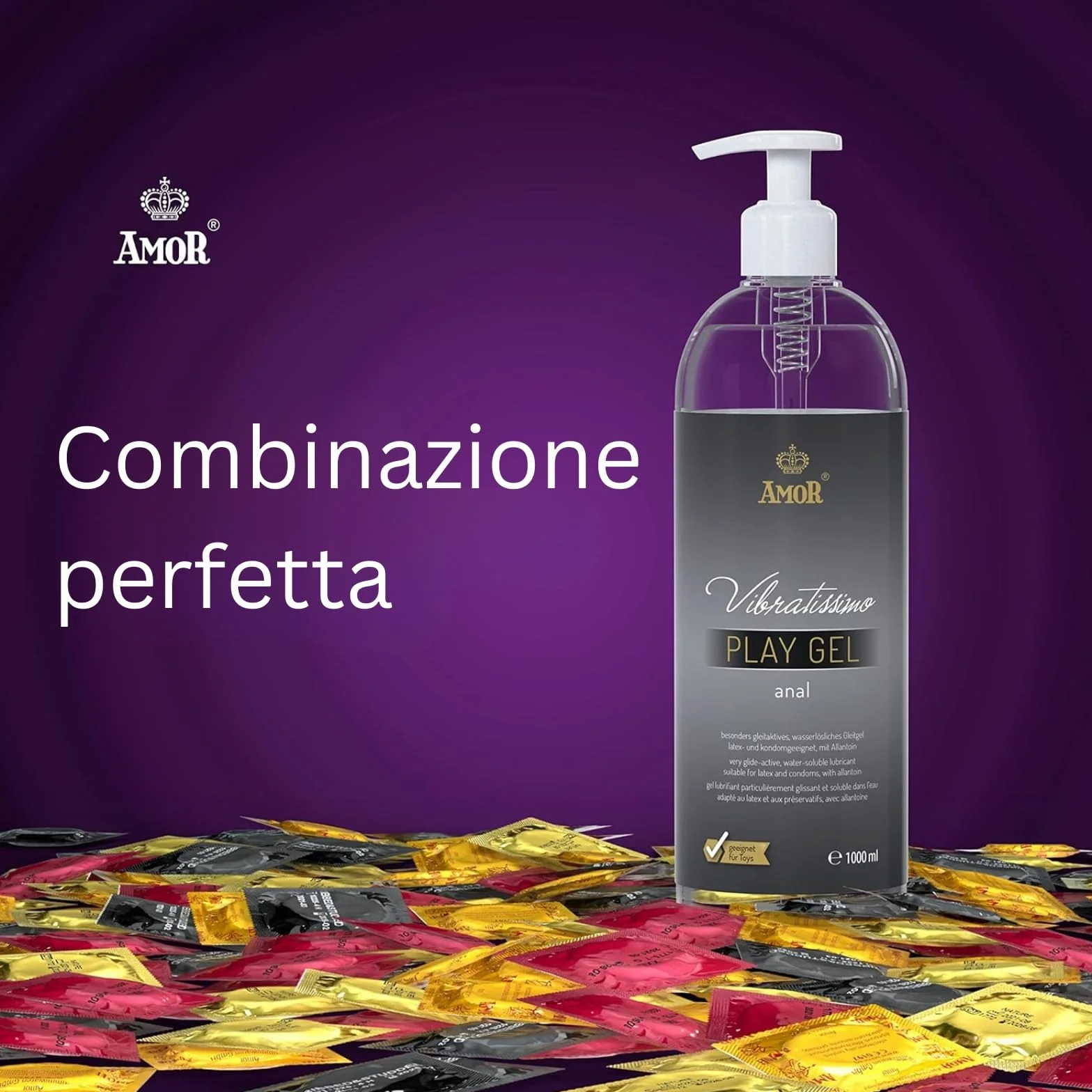 Vibratissimo Play Gel anale 1000 ml Lubrificante extra scivoloso a base acqua per sex toys silicone e preservativi lattice