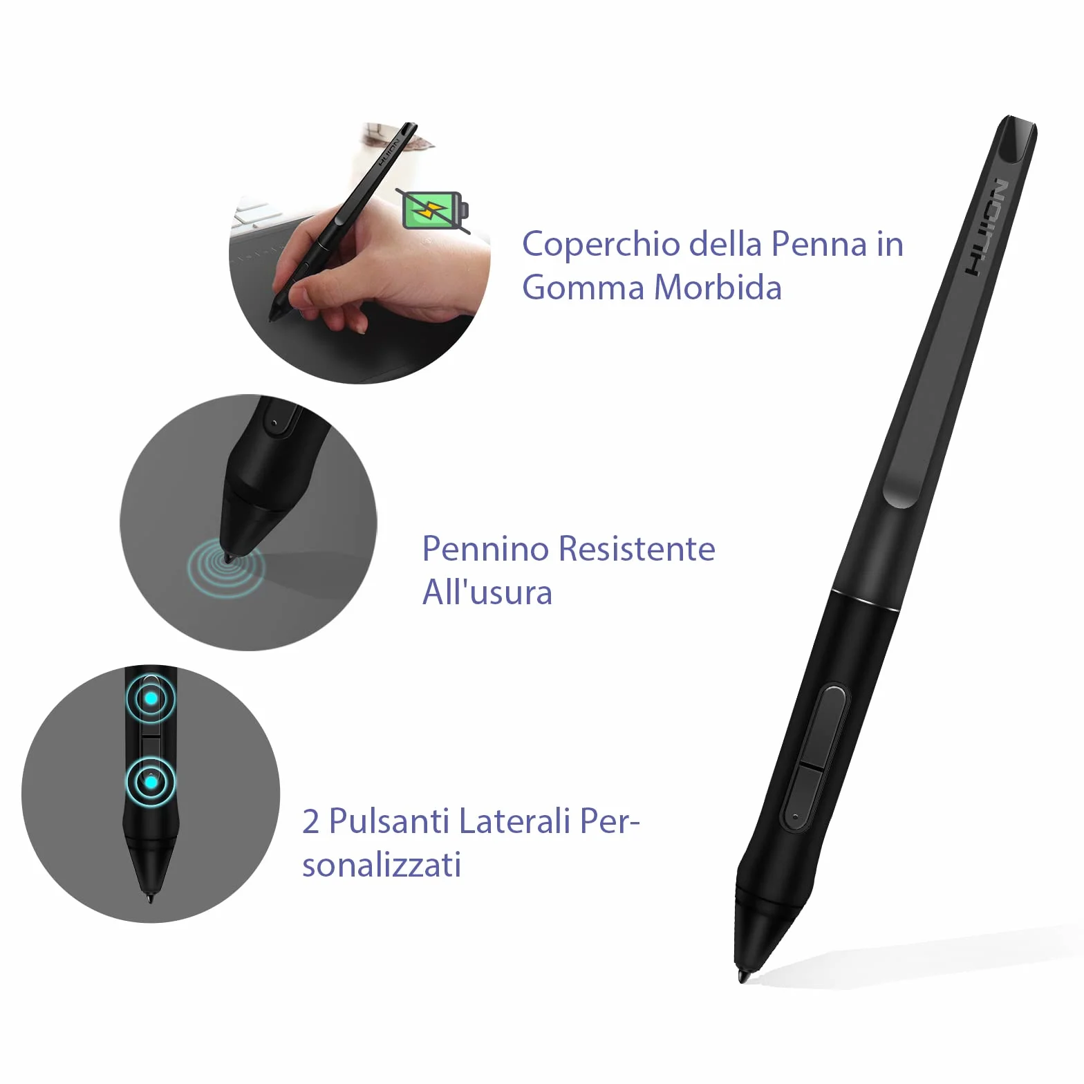 HUION PW500 Penna stilo Senza Batteria 8192 Livilli Tavoletta Grafica Penna Digitale Compatibile SOLO con HUION Inspiroy Q11K V2, WH1409 V2, HS611, Q620M, GT-191 V2 (500K), PRO 20, PRO 22, PRO 22 2019