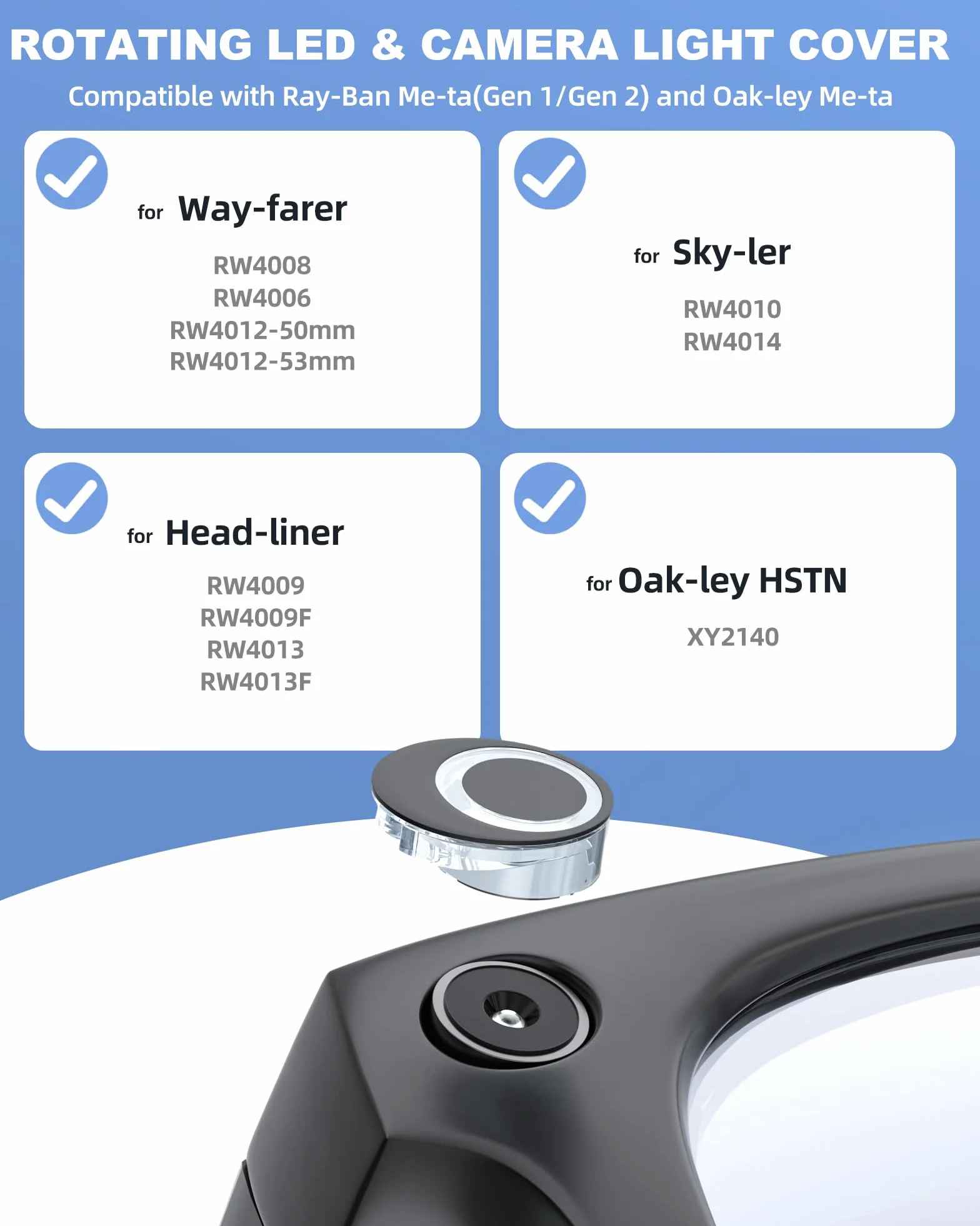 Rotating LED Light Blocker Cover for Meta Glasses