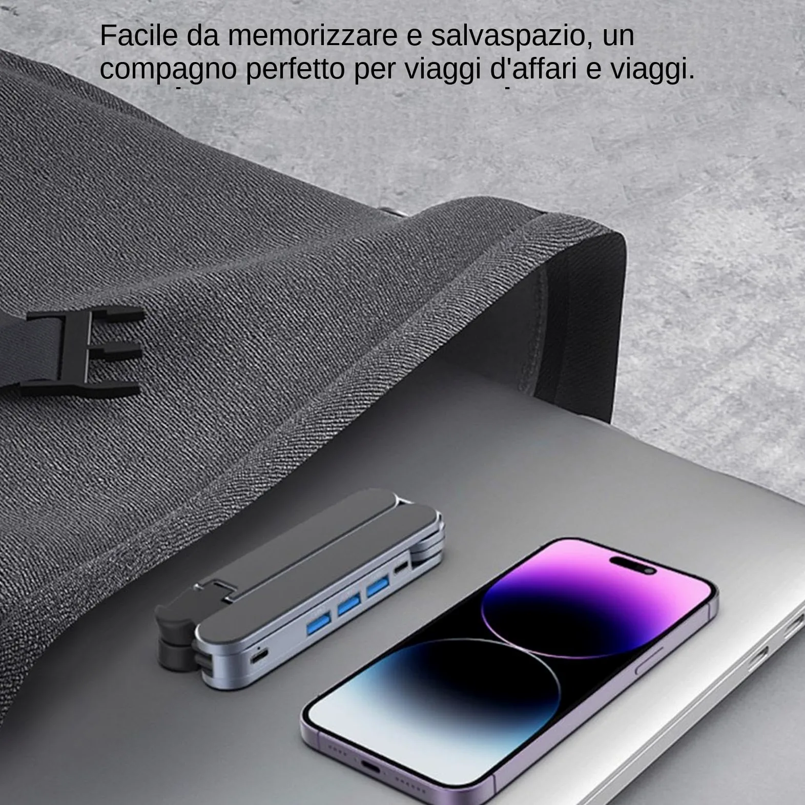 Laptop Docking Stand Base in Lega di Alluminio con USB HUB e Supporto per | Holder Portatile per Laptop Per Casa Ufficio Scrivania Viaggio Business e