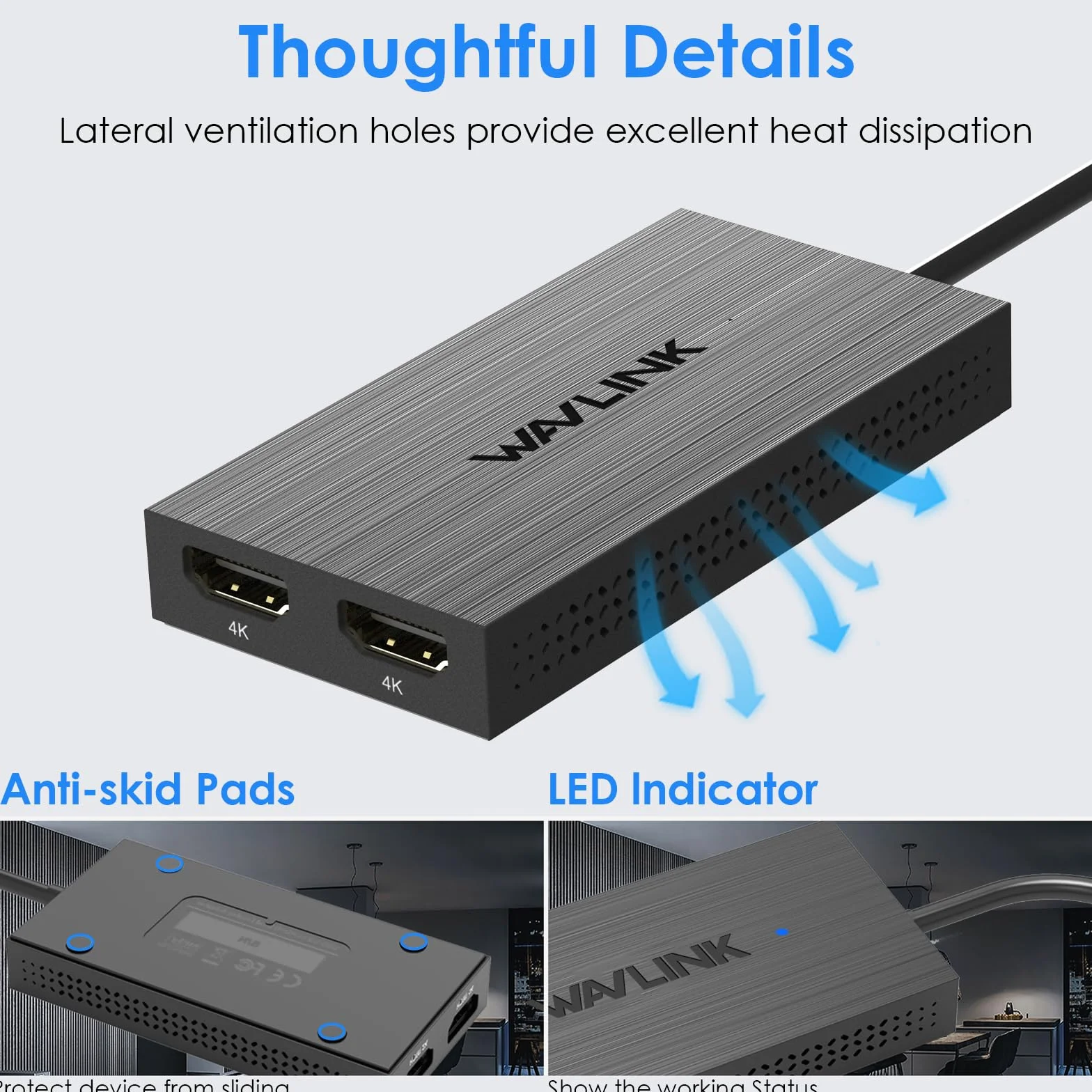 WAVLINK Adattatore USB 3.0/C Displaylink Dual HDMI 4K 60Hz per doppio monitor, uscita USB-A/C a HDMI 4K per Mac M1/M2/M3 o Windows 10/11, Compatibile con il nuovo MacBook Neo