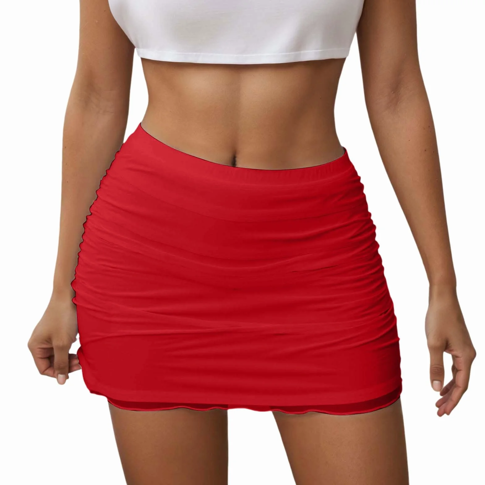 Mini gonna sexy in pizzo stretto, linea ad A, slim fit, elasticizzata, per feste