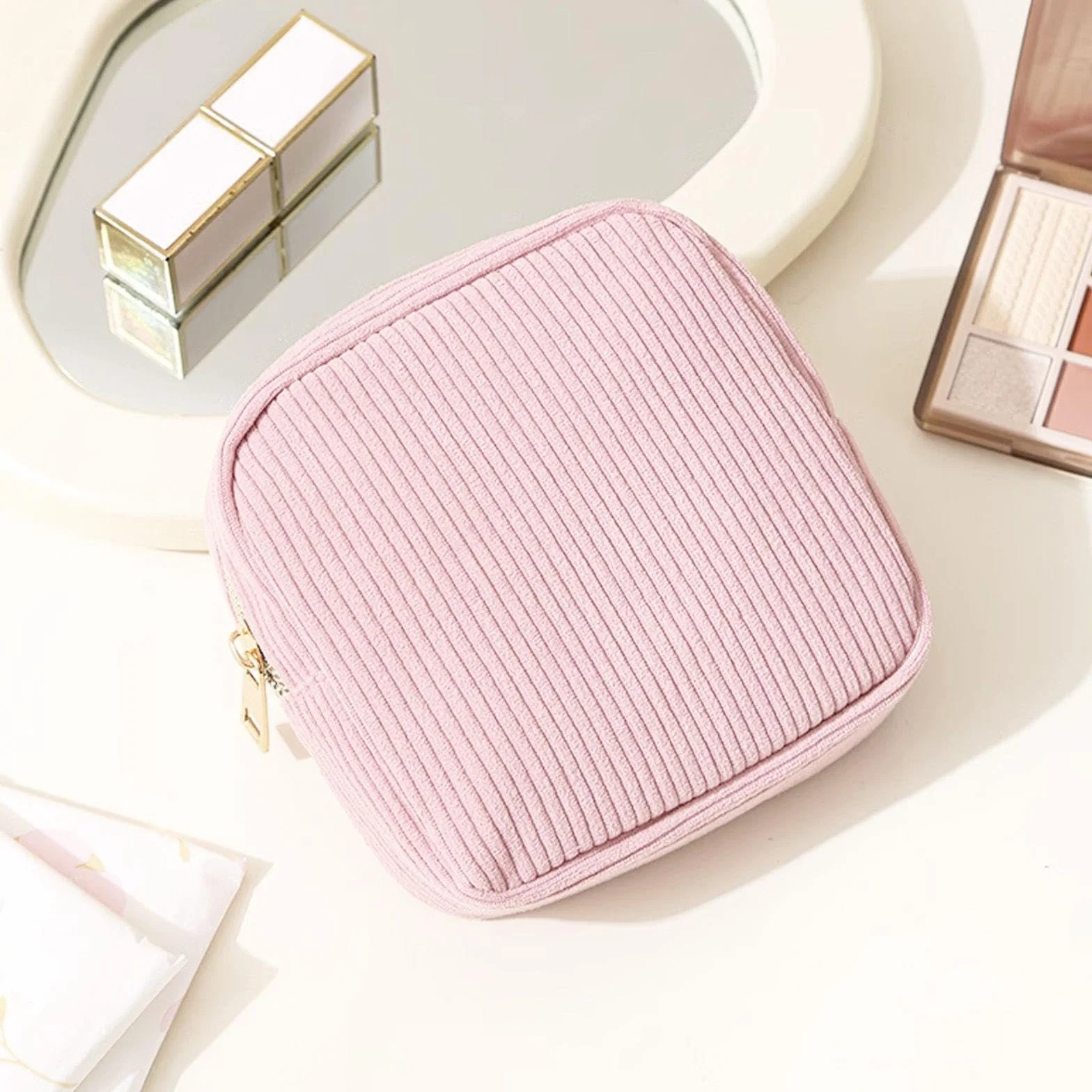 Set di 2 sacchetti per asciugamani igienici, mini borsa portaoggetti portatile da donna