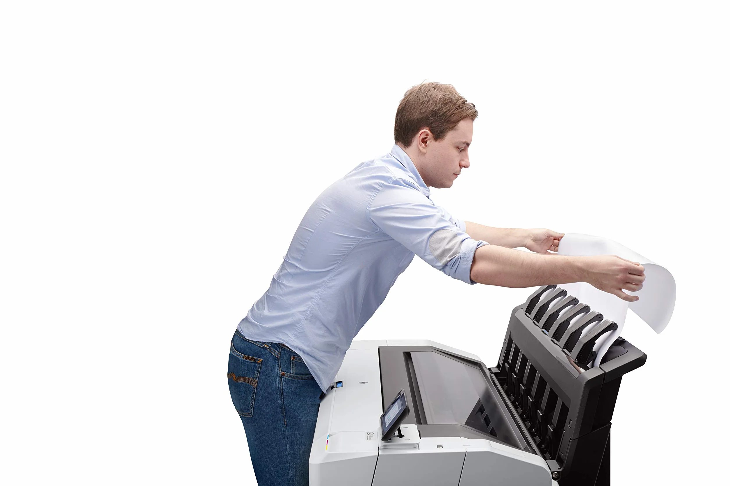 HP DesignJet T1600 3EK10A, da 91 cm, velocità 180 stampe A1 all’ora, grammatura da 60 a 328 g/m², LAN Gigabit, USB, Wi-Fi, piedistallo, Bianco