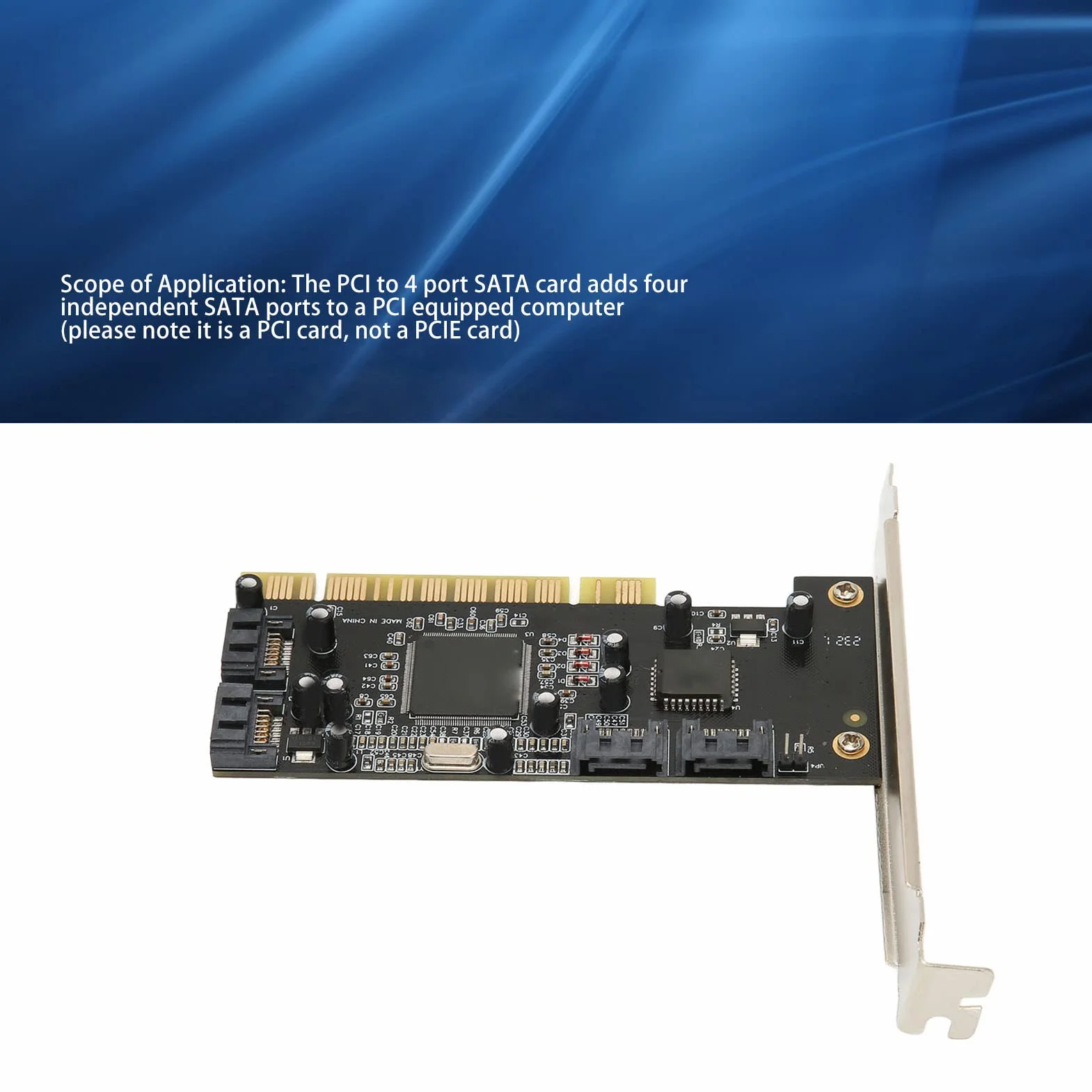 Bewinner Scheda SATA da PCI a 4 porte, 4 canali Serial ATA indipendenti Controller PCI SATA con trasferimento da 1,5 Gbps, scheda di espansione SATA per computer desktop HDD SSD