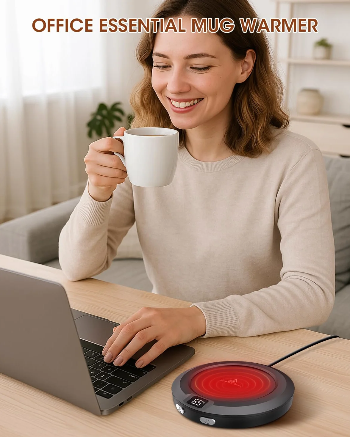 Scalda Tazza, Scalda Tazza usb da Scrivania con 3 Impostazioni Temperatura, Scaldatazza con Spegnimento Automatico 2-12h, Scalda Tazzine da Caffè per Latte, Tè, Acqua (nero)