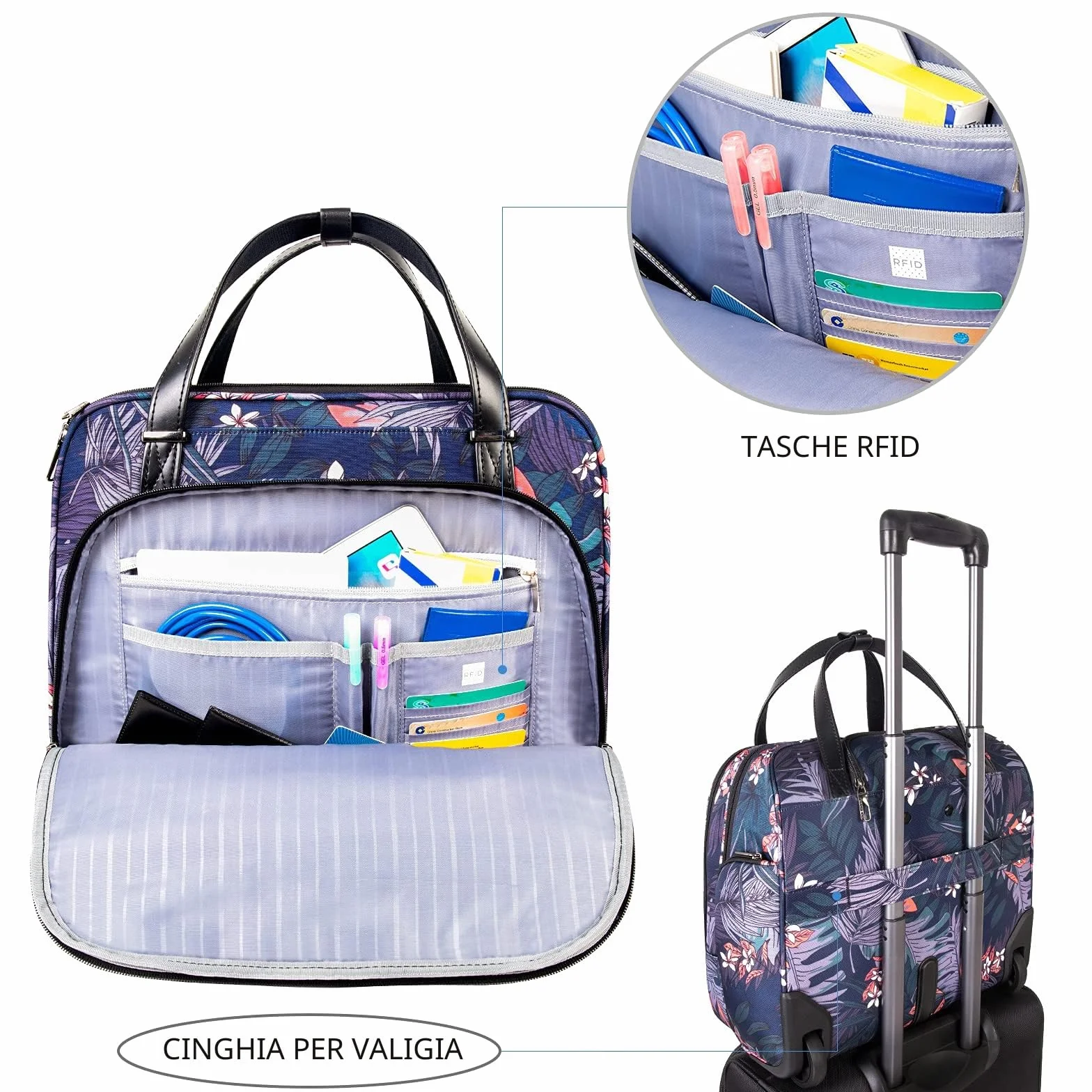 VANKEAN Borsa per computer portatile da donna e uomo, valigetta arrotolabile per laptop fino a 15,6 pollici
