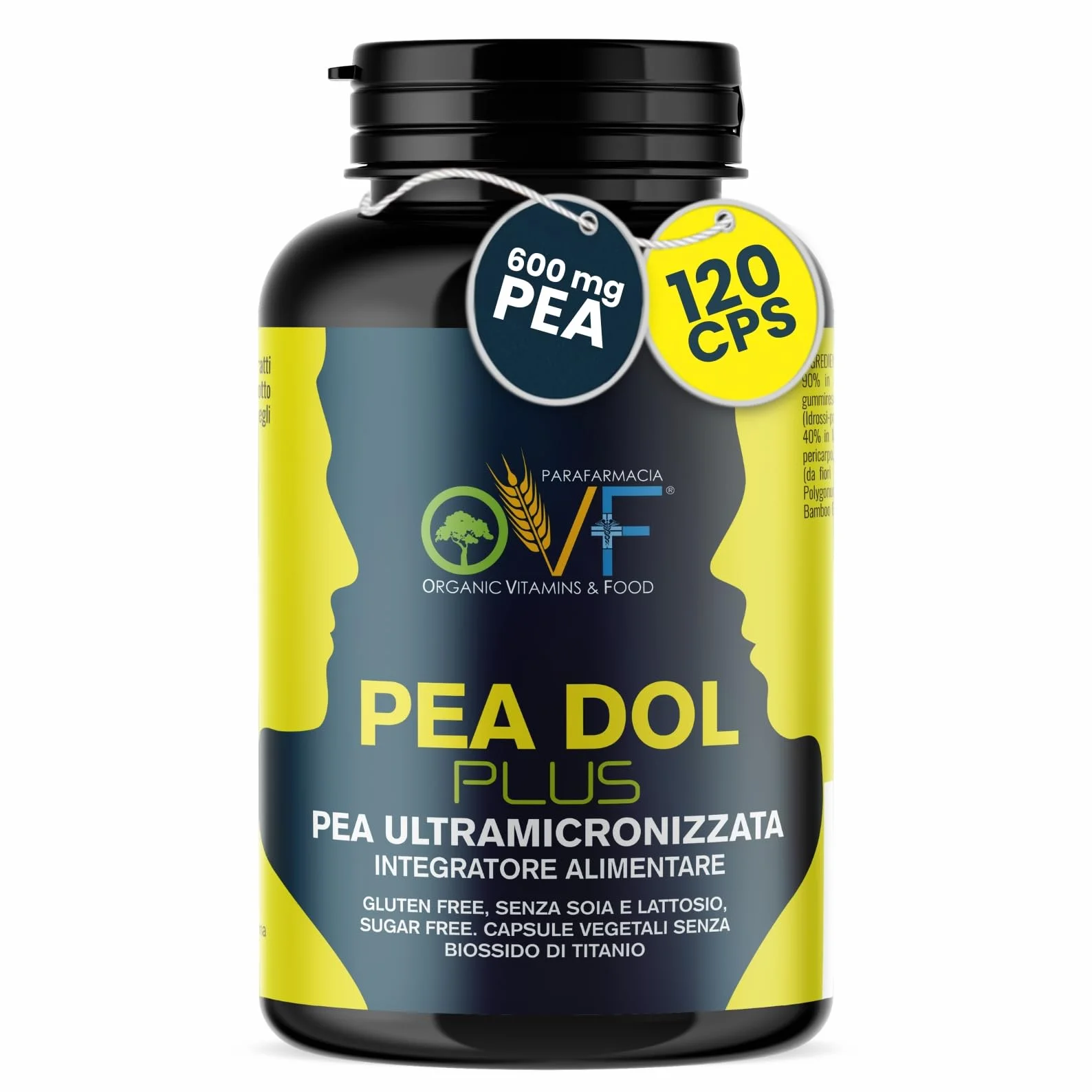 OVF PEA Integratore Plus 600mg con Boswellia e Quercetina, 120 capsule, Pea Ultra-Micronizzata