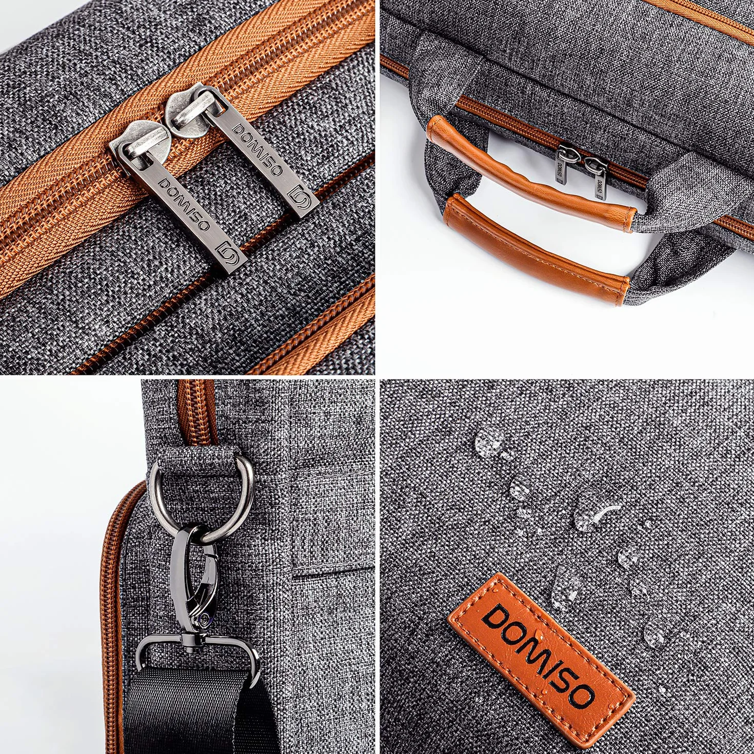 DOMISO Borsa per PC da 17 17,3 18 Pollici, Messenger Resistente all'Acqua con Tracolla, Compatibile con 17-18" Portatili e Notebook da Gaming/Dell/Lenovo/Acer/HP/MSI/ASUS, Grigio Scuro