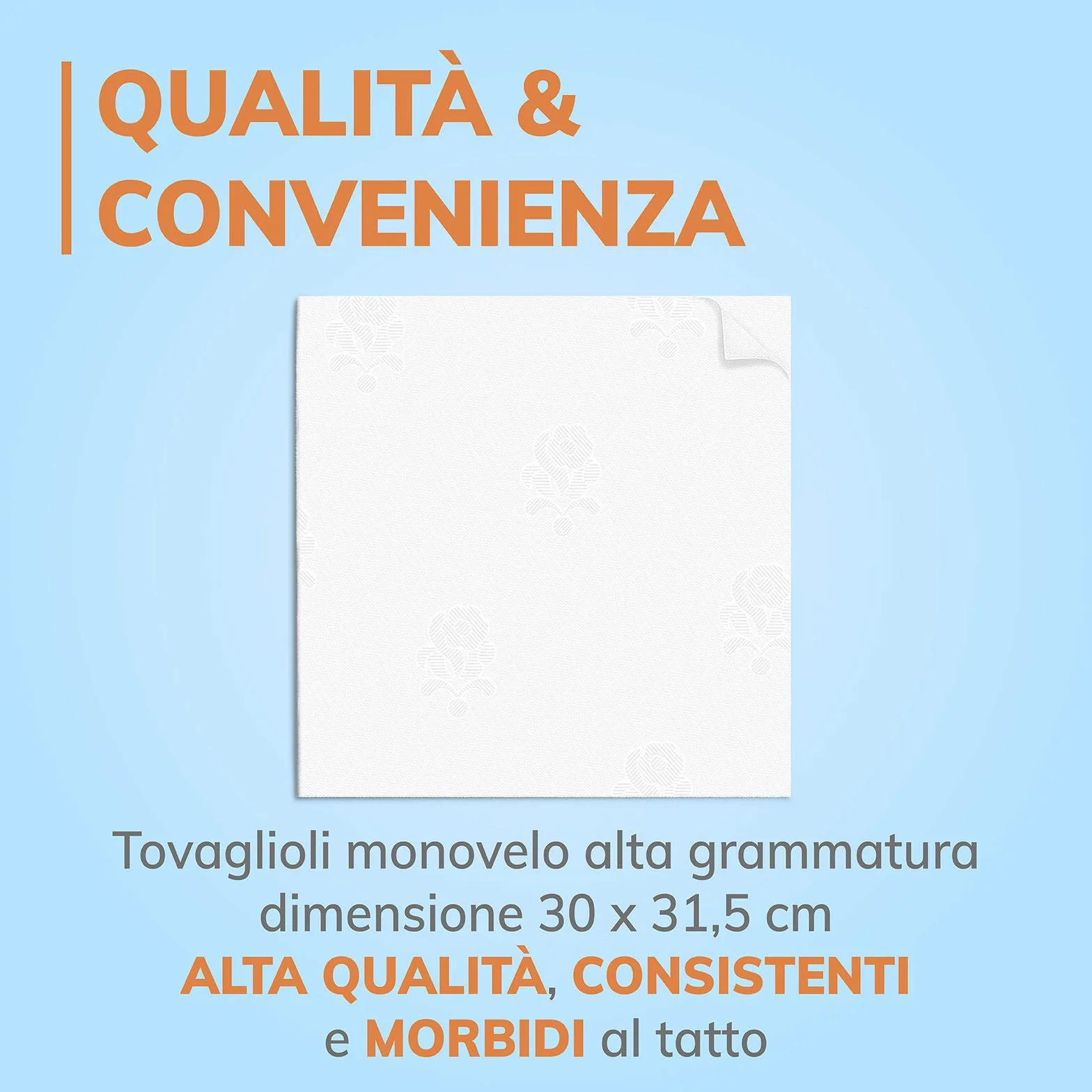 Foxy Tuttidì Tovaglioli Monovelo Alta Grammatura Bianco Naturale 31,5x30 cm 15 confezioni 240 pezzi Certificazione PEFC
