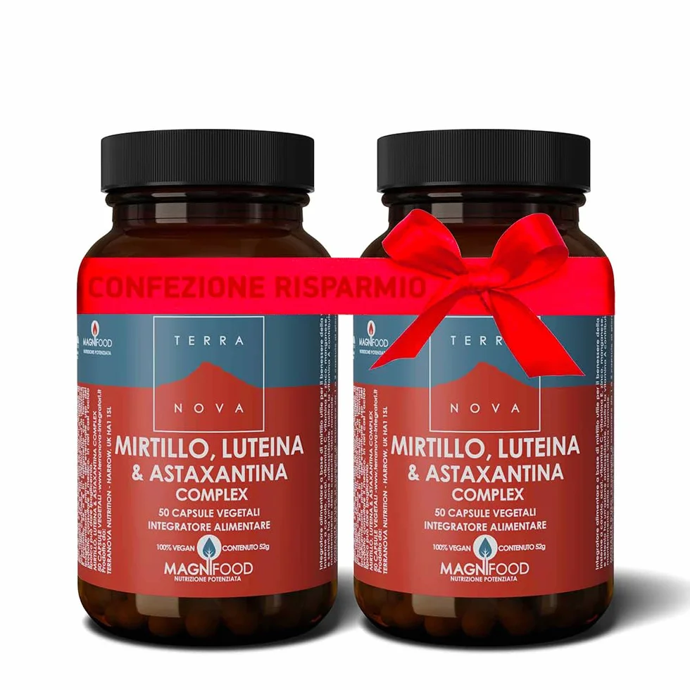 Complesso Mirtillo Luteina e Astaxantina per gli occhi 2 Pezzi Confezione