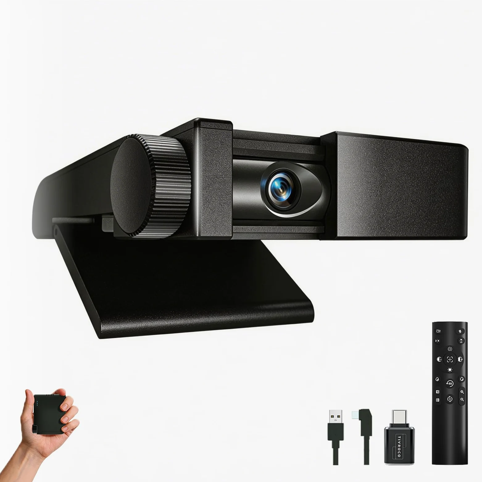 Webcam 4K per PC, webcam con microfono, copertura privacy, plug and play, autofocus, zoom 10x, fotocamera USB ultra compatta, adatta per computer portatili/desktop/zoom/team (4K)